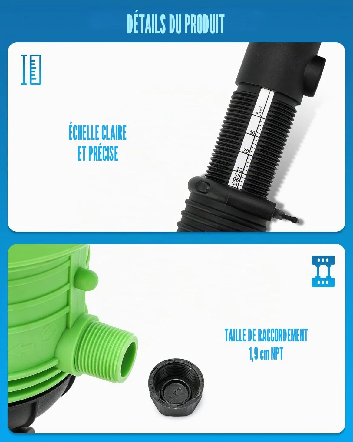 NEWTRY Pompe doseuse de débit hydraulique pour injecteur d'engrais chimique hydraulique doseur doseur liquide doseur doseur pour irrigation goutte à goutte tuyau mélangeur élevage (0,4% -4%)