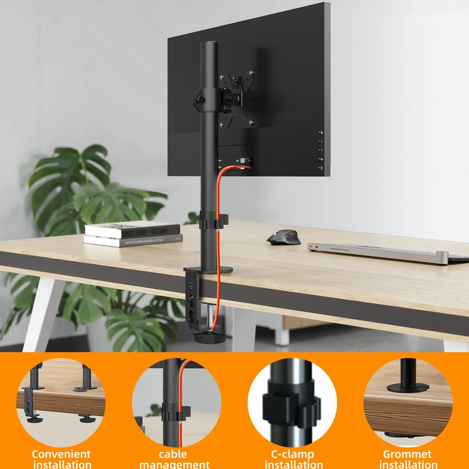Pholiten Support de Moniteur 13-32" 10 kg VESA 75x100 mm Réglable Inclinable Pivotant