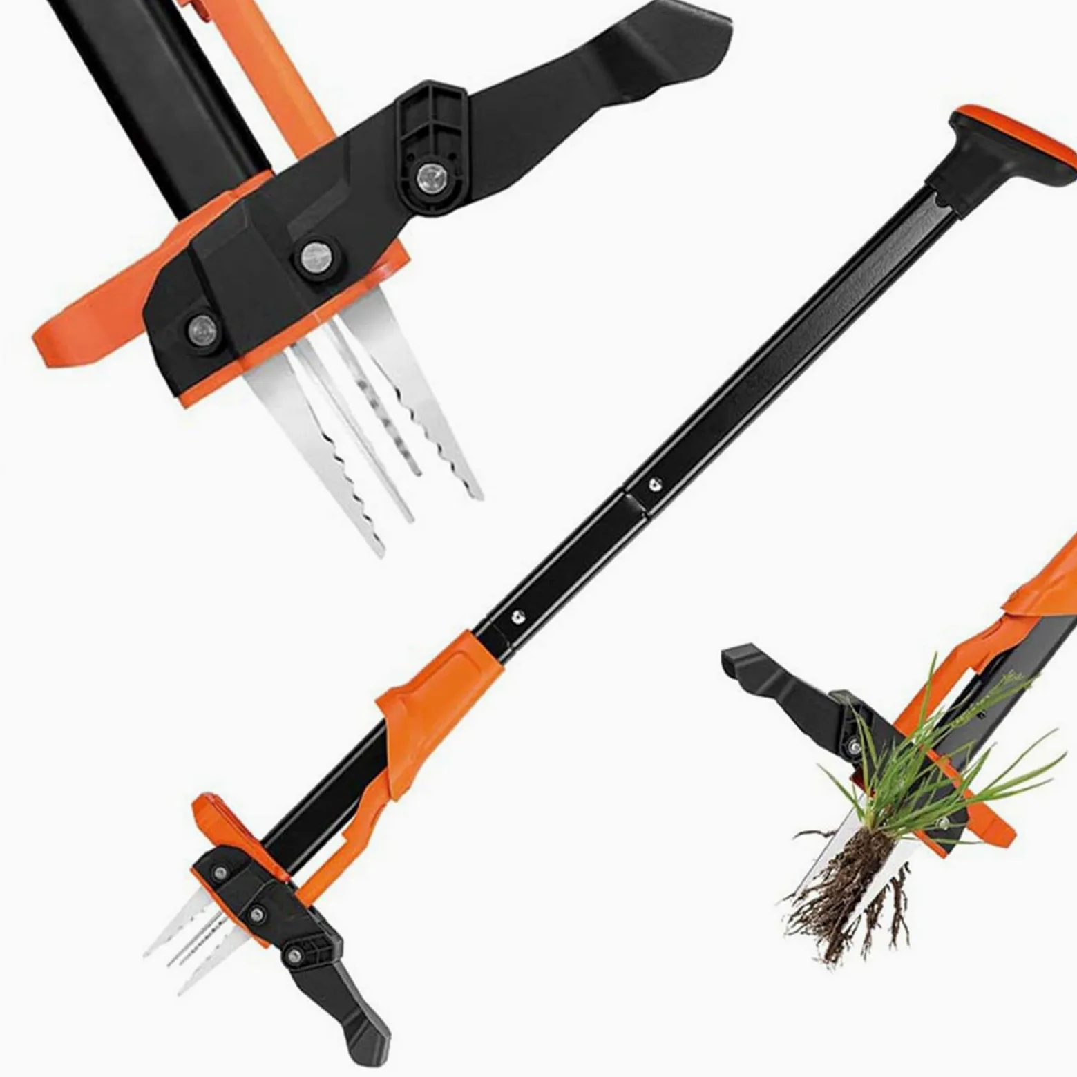 Zerodis Outil d'extraction, Acier MN, Désherbeur à 4 Griffes, élimine sans Effort Les Mauvaises Herbes en Position Debout