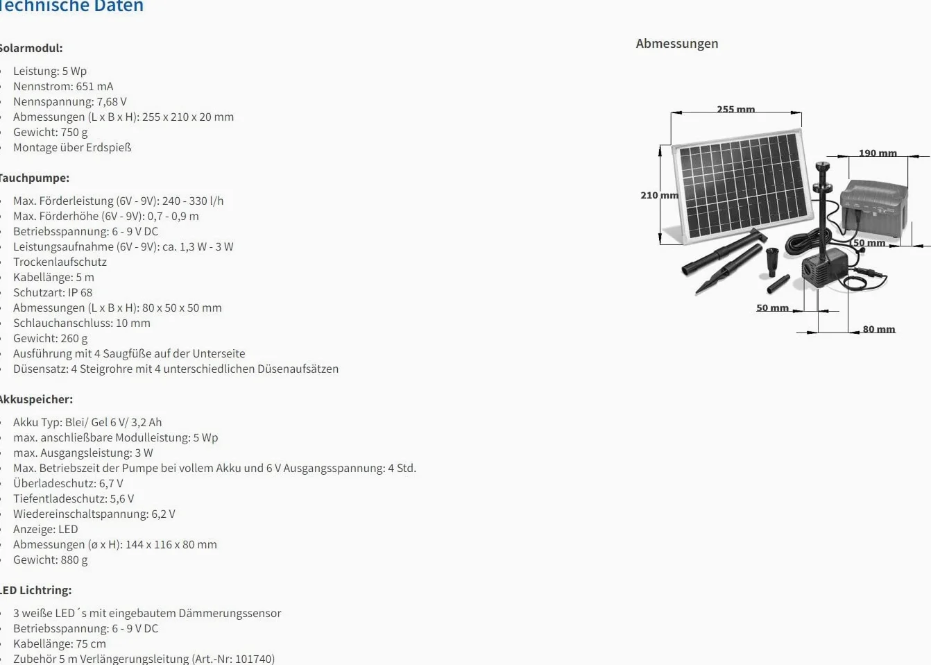Esotec 101775 Set Pompe de Bassin à énergie Solaire Taille 1