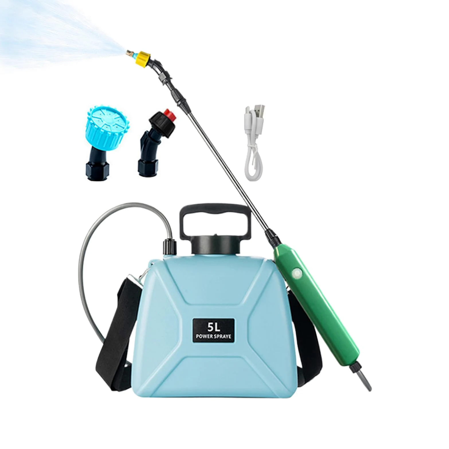 Pulvérisateur À Pompe Électrique Outil d'Arrosage à 3 Buses | Pulvérisateur De Pelouse 5L Avec Bandoulière Et Lance Télescopique Pour Extérieur Pelouse Jardin Piscine Soin Des