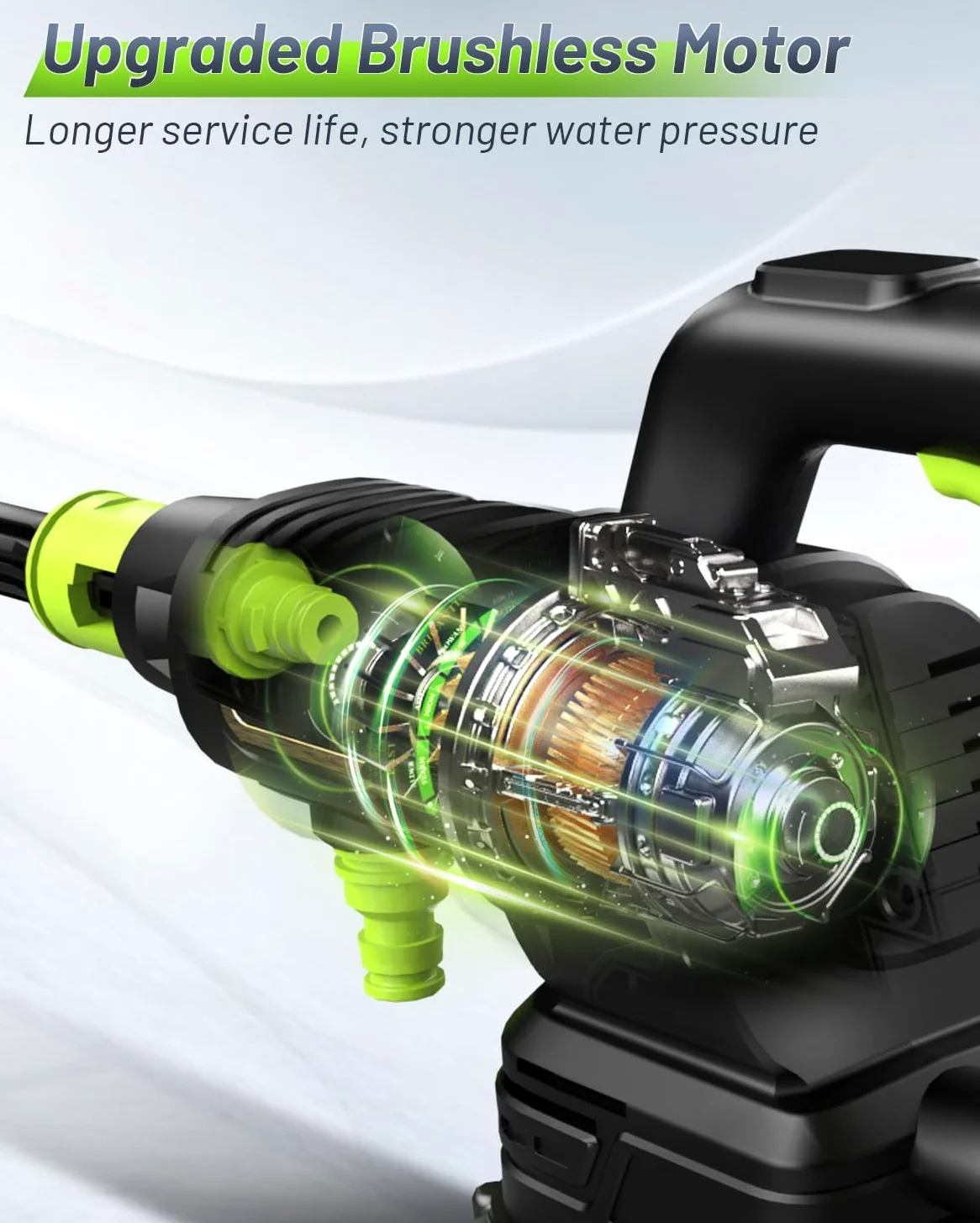Nettoyeur Haute Pression sur Batterie 4000mAh, Max 120Bar Nettoyeur Haute Pression sans Fil avec Moteur sans Balais, 3 Niveaux Réglables, pour Lavage de Voiture et Nettoyage du Jardin