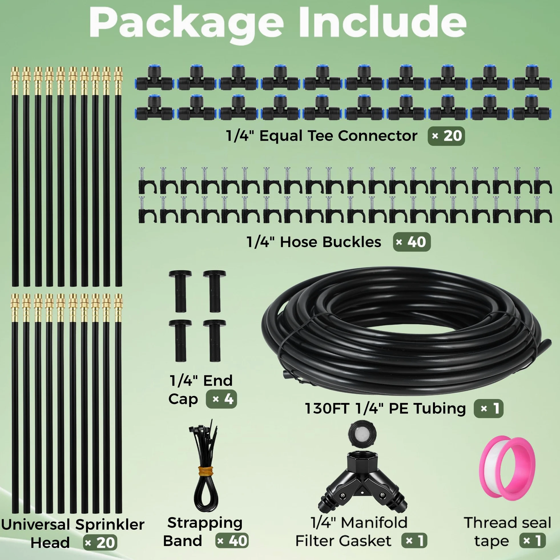 Système d'irrigation Micro Drip System pour le jardin : 38 m avec 20 buses de pulvérisation, arrosage gouttelette, kit incurvé pour balcon, plate-bande surélevée de jardin, raccord rapide