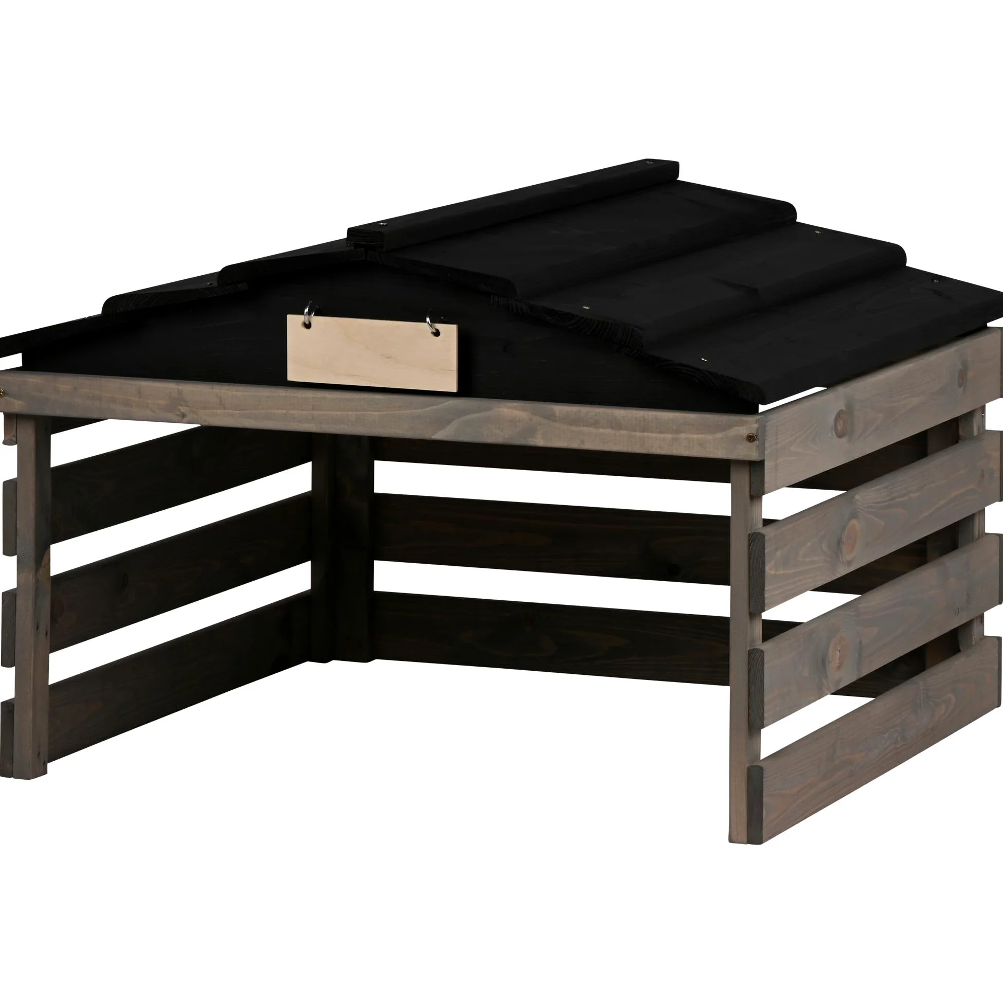 dobar Garage pour Robot Tondeuse en Bois avec Toit Amovible - Abri pour Robot Tondeuse à Gazon avec Panneau Personnalisable - 78,5 x 74 x 52,5 cm - Gris/Noir