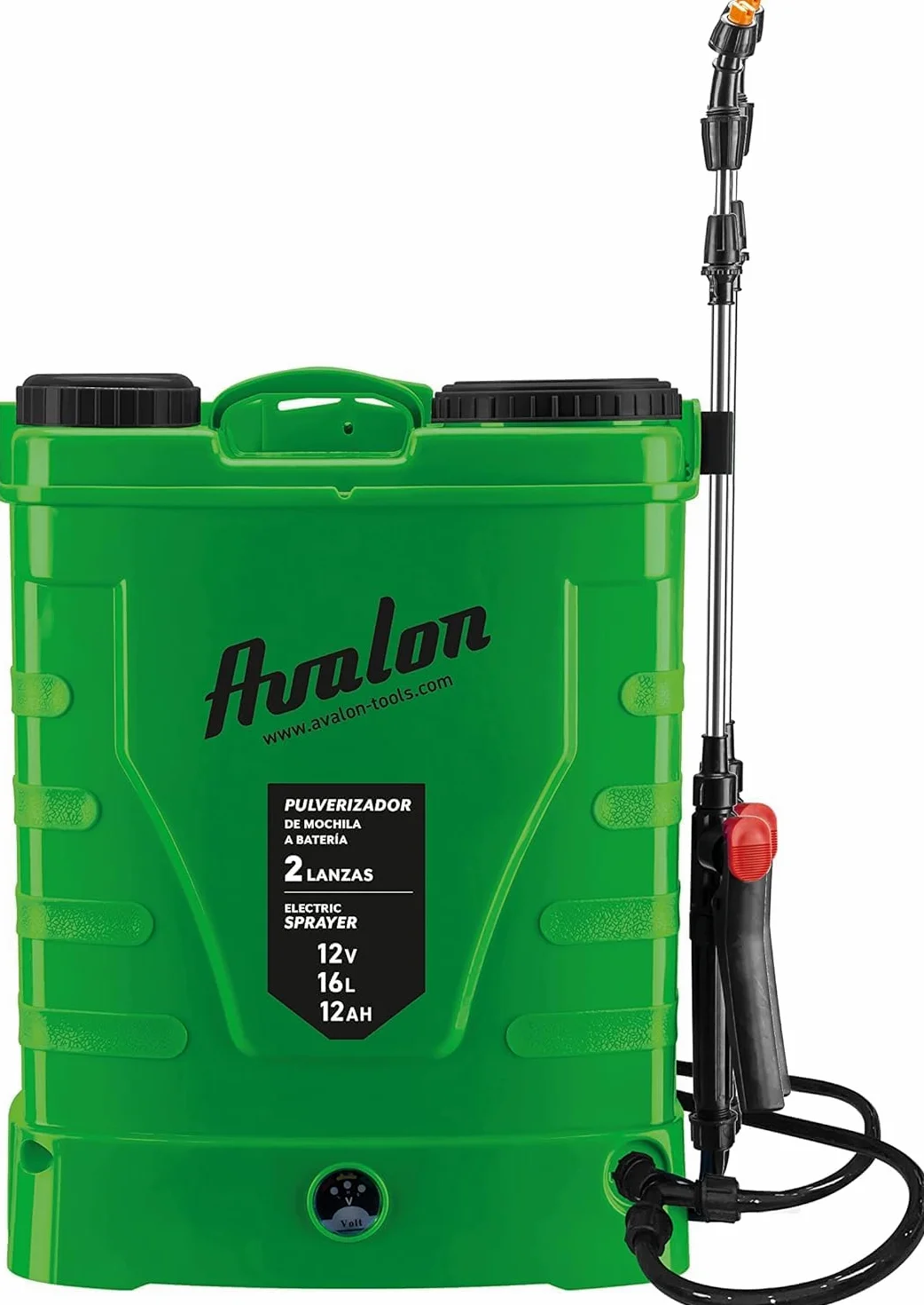 Avalon - Pulvérisateur à Dos à Pression à 2 lances avec Batterie Rechargeable, réservoir 16 l, lances INOX Vert