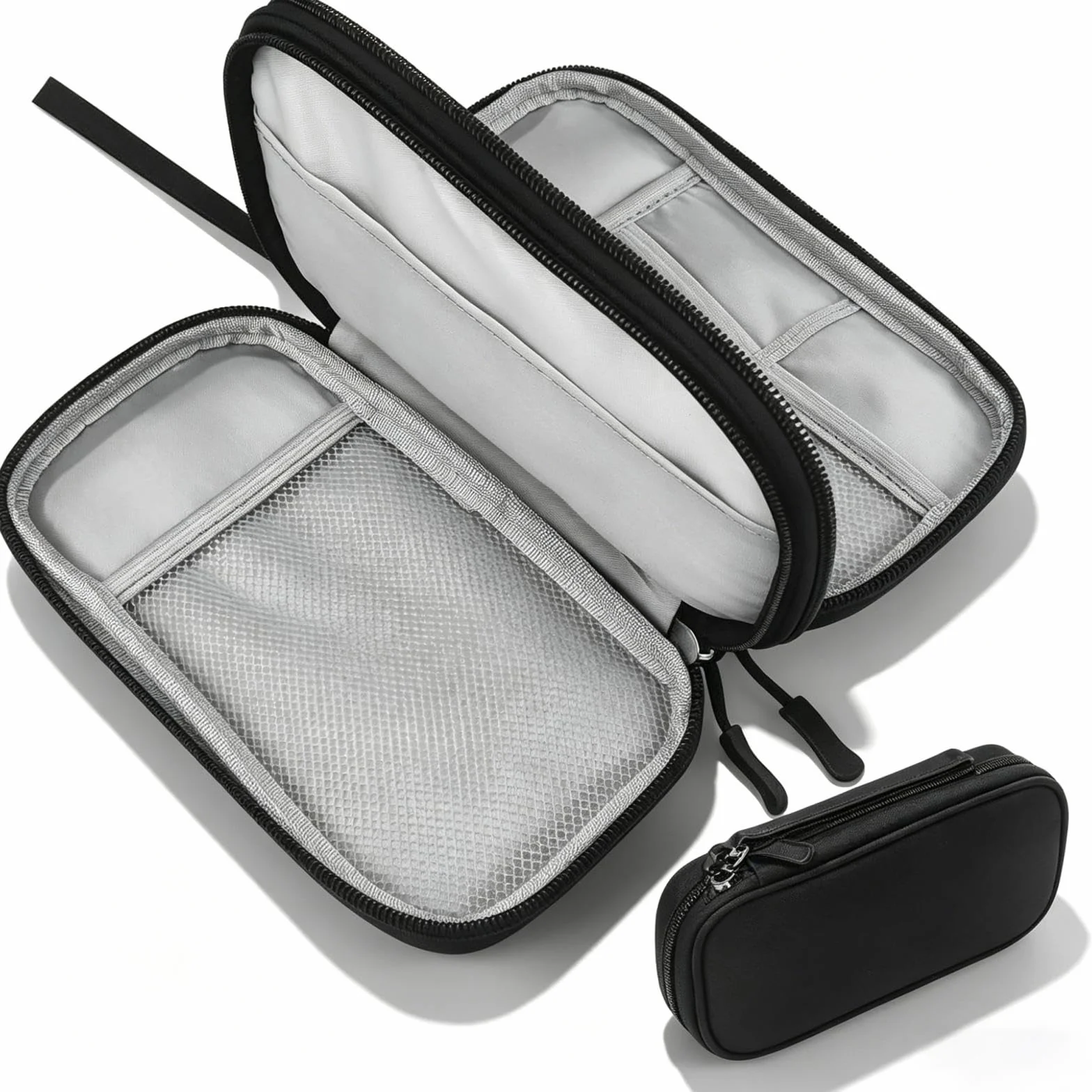 Sac de Rangement Câble Portable, Pochette pour Disque Durs Chargeur Câbles Carte SD Noir