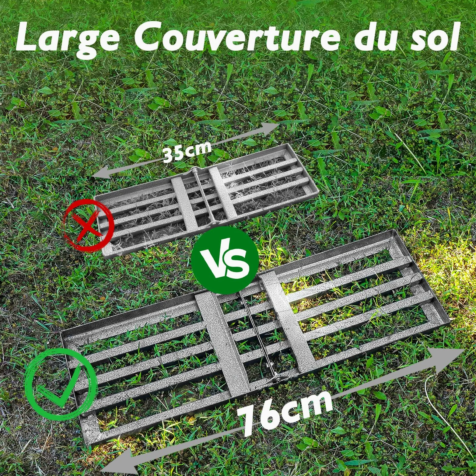 Rateau Nivellement pour Gazon, 76x25 cm, Manche Réglable de 185 cm | Niveleur Gazon Lourd et Ergonomique, pour Niveler Sol, Sable et Terreau, Idéal pour Jardin, Pelouse et Terrains de Golf