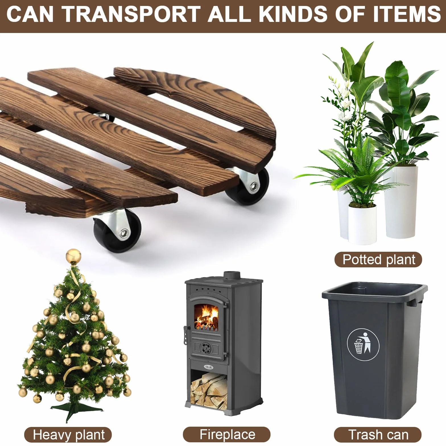 Lot de 2 Porte Plante à Roulettes Ø 300 mm Capacité 200KG pour Extérieur Intérieur