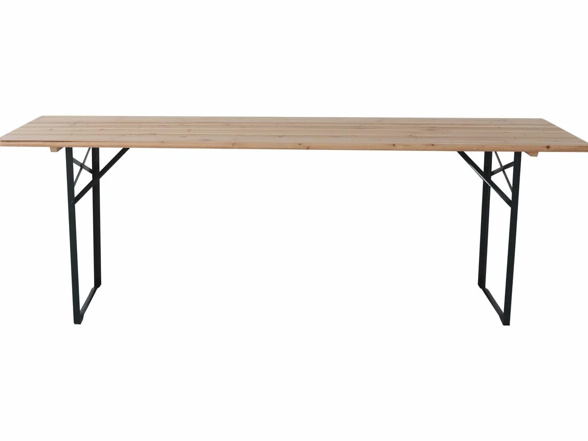 Table de Jardin Brasserie Pliante Lisbonne 218 x 59,5 x 75 cm Marron avec 2 bancs