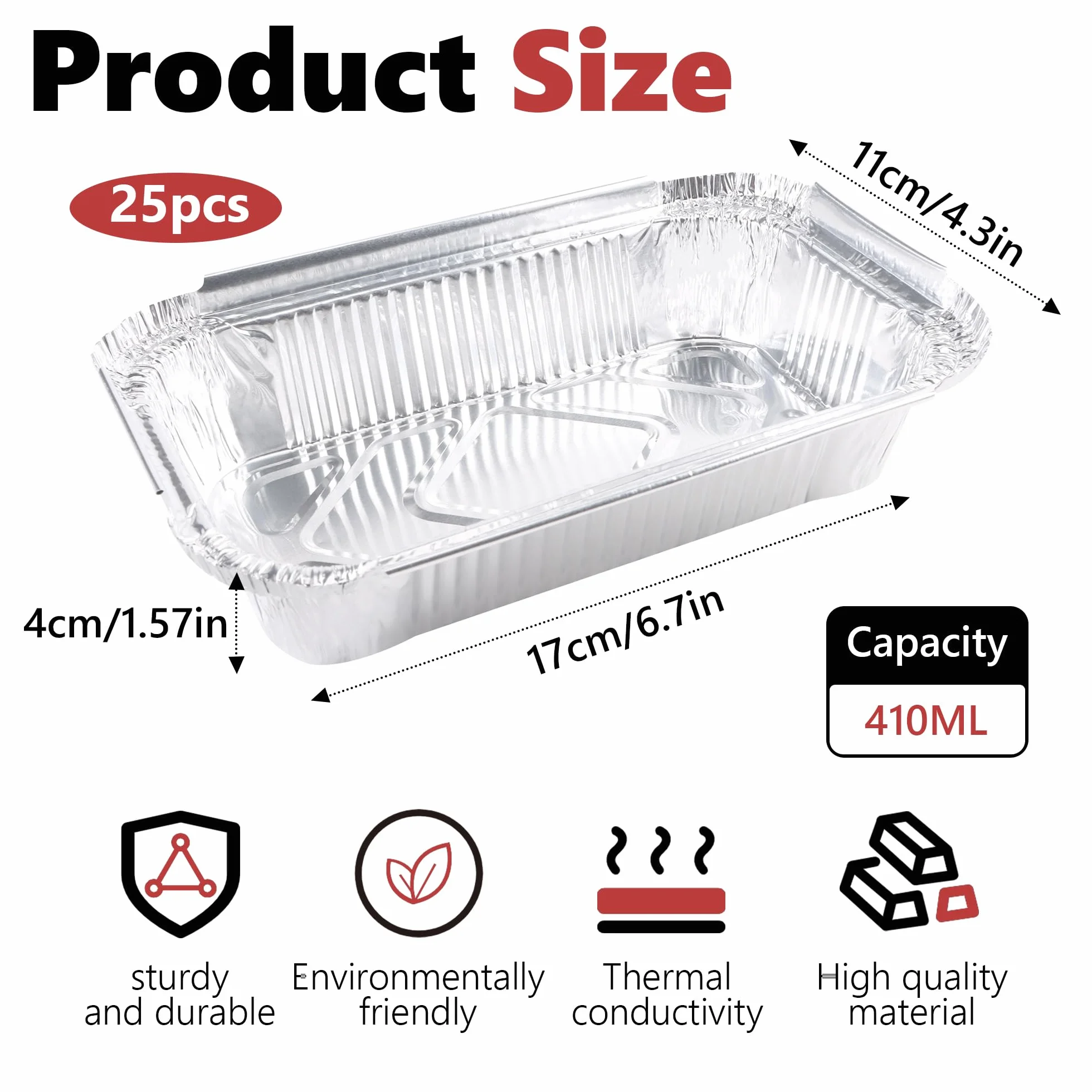 Barquettes Aluminium 650 ml 19 x 14 x 4 cm Plats Alu Jetables pour Four Barbecue