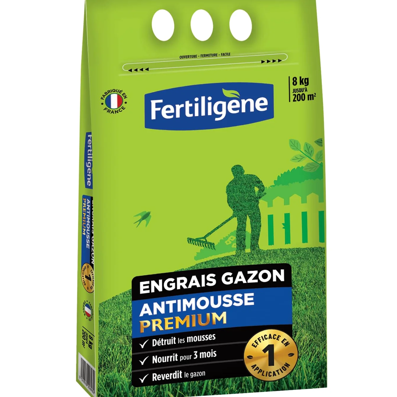 Fertiligène Engrais gazon antimousse premium 200m2 8KG