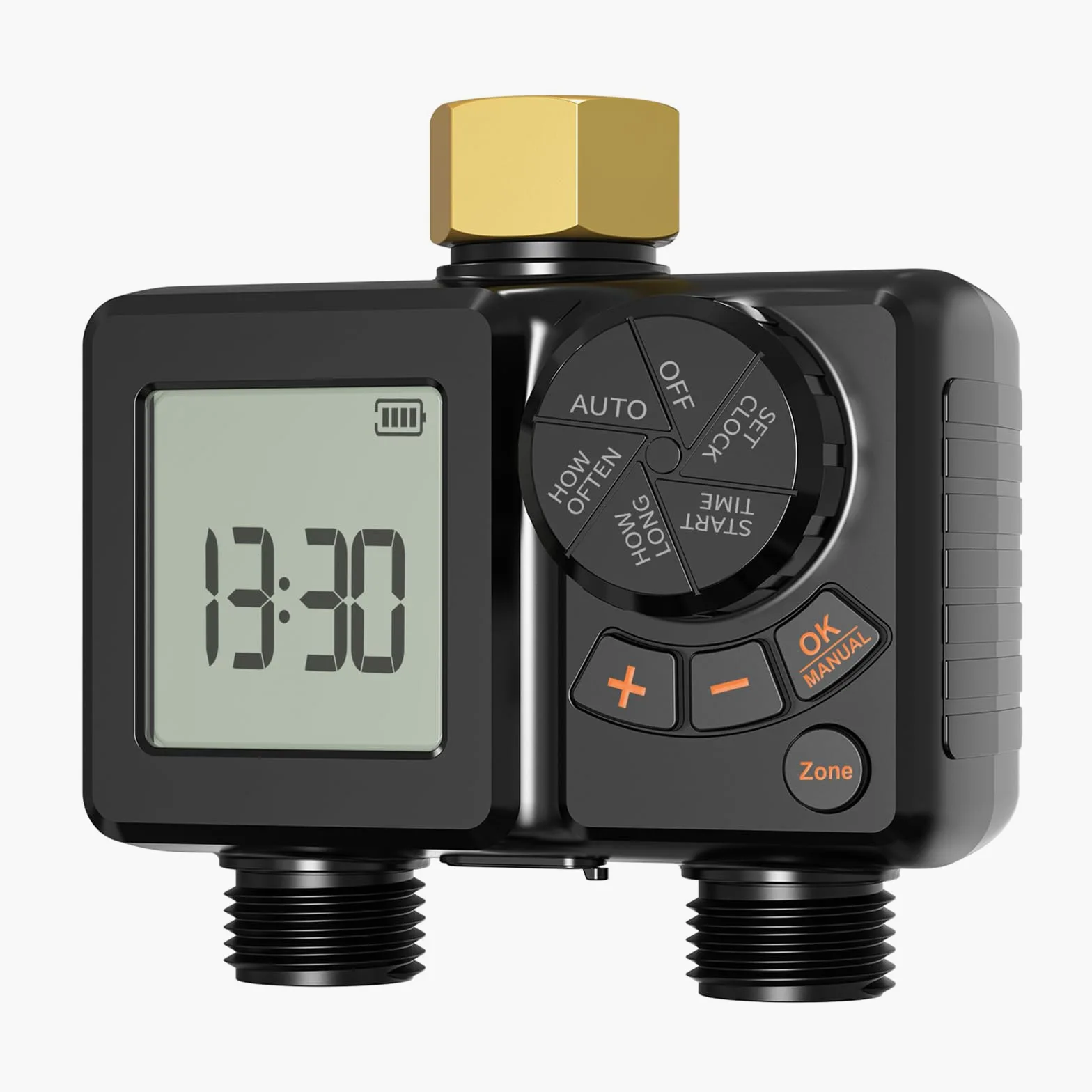 Programmateur Arrosage 2 Voies, Arrosage Automatique avec Écran LCD et Fonction Arrosage Manuel, Minuterie Arrosage, Programmateur Arrosage Automatique pour Jardin, Pelouse
