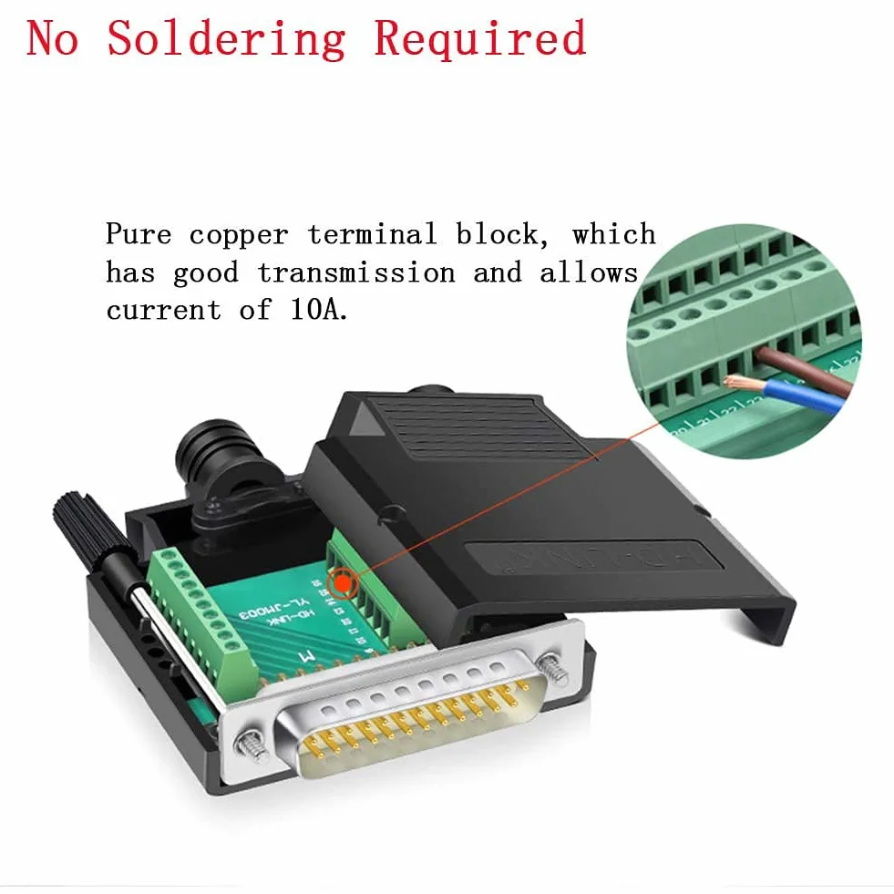 PENGLIN DB25 Connecteur Mâle sans Soudure, Adaptateur série RS232 D-SUB 25 Broches avec boîtier