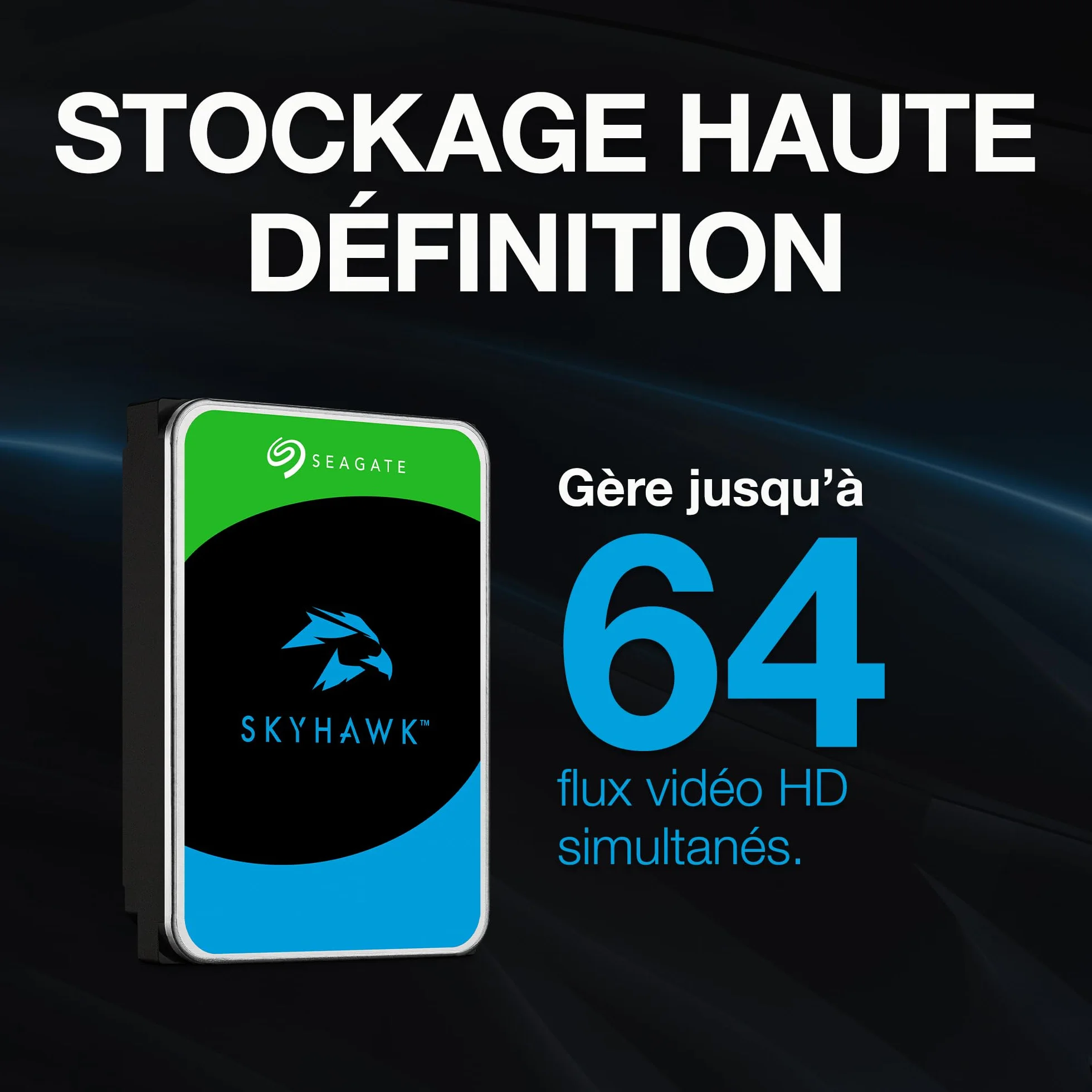 Seagate SkyHawk 4To Disque Dur Interne Vidéosurveillance 3.5 Pouces SATA 6 Go/s 256 Mo Cache