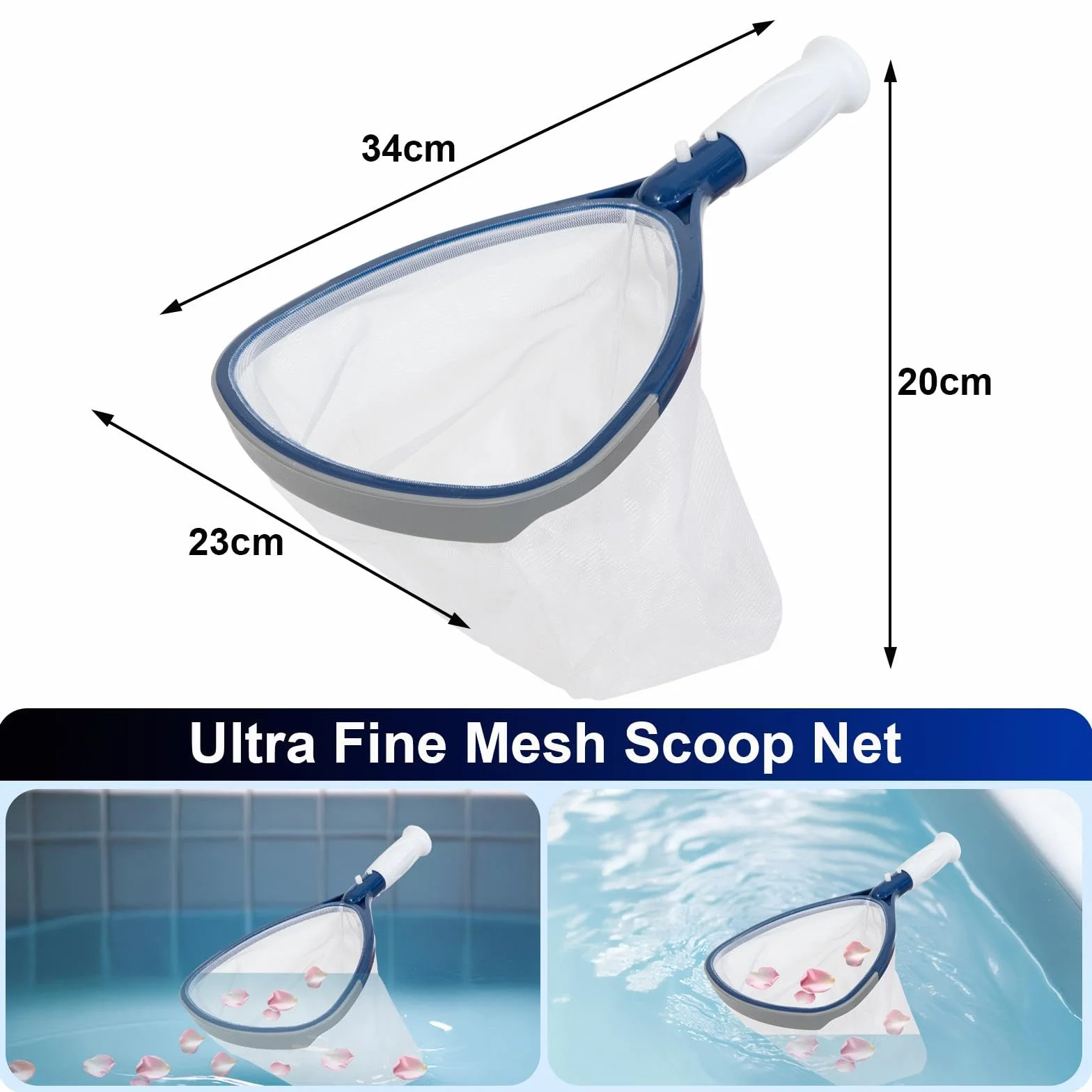 POOLAZA Kit de Nettoyage pour Piscine, Skimmer et Brosses avec Poignée Antidérapante, Pôles en Aluminium 91.5cm
