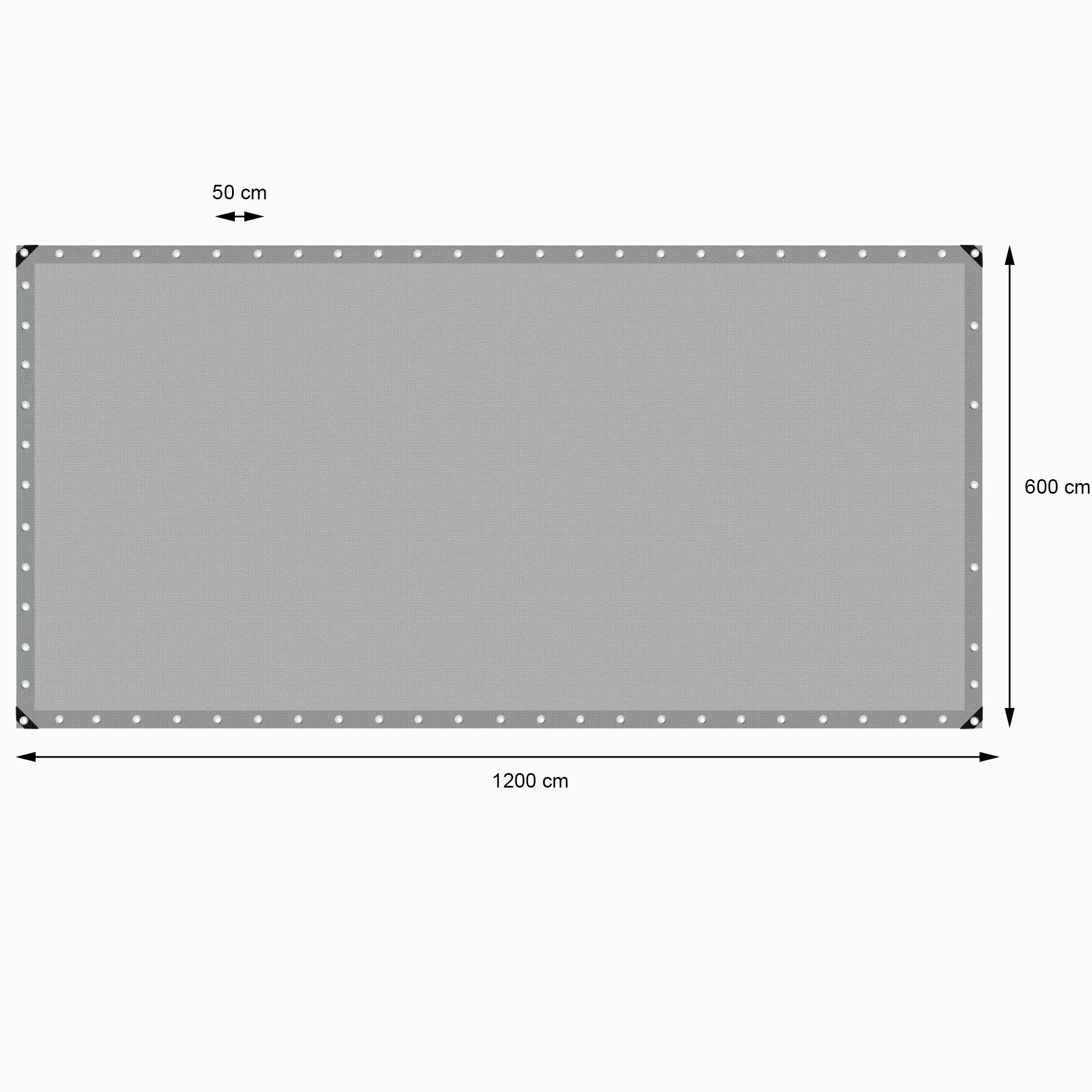 ECD Germany Bâche de Protection Imperméable à l'Eau avec Oeillets - 6x12 m 72m² 260 g/m² - Polyéthylène PE Gris- Résistant à la Moisissure - Couverture Étanche de Jardin Bateau Voiture Piscine Camping