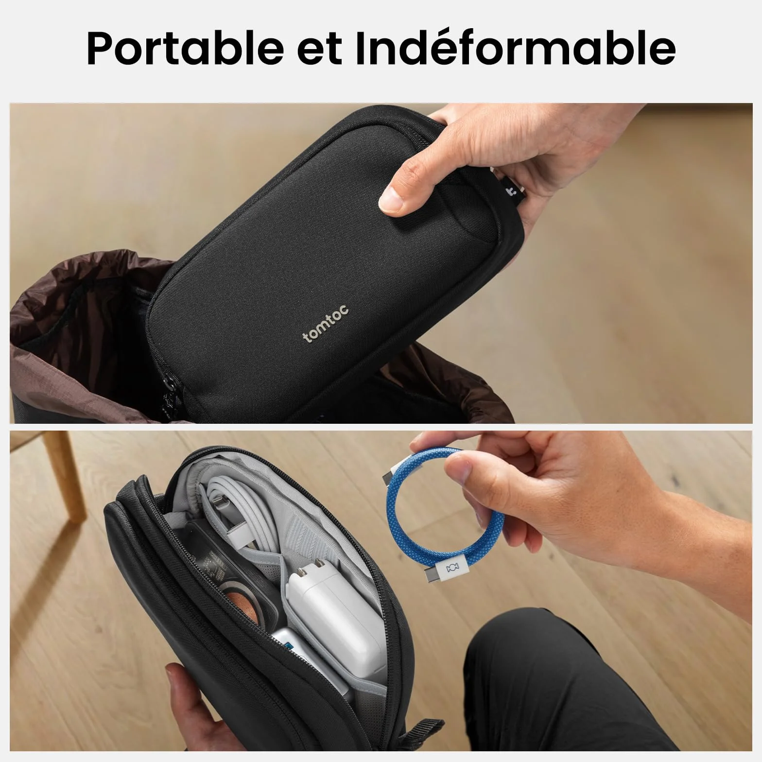 Tomtoc Sac de Rangement Câble, Organisateur de Câbles Portable Tech Pouch pour Accessoires Techniques et Voyage