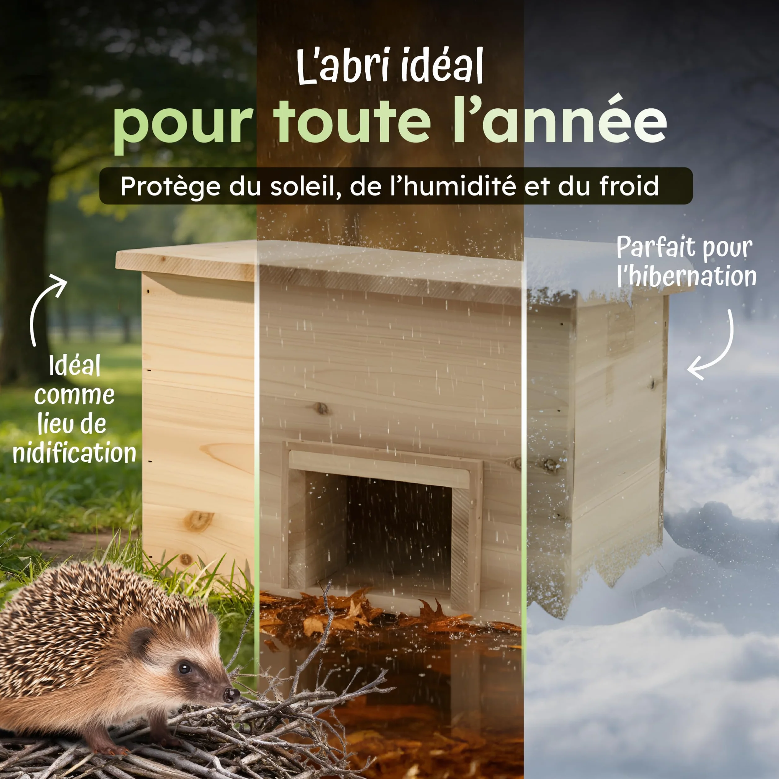 Moorland Abris pour Hérissons en Bois FSC 20×20 cm – Cabane Herisson Extérieur avec Entrée Amovible, Fond & Toit Fixé – Maison Herisson Compact & Prêt à l’Emploi – Modèle IH6