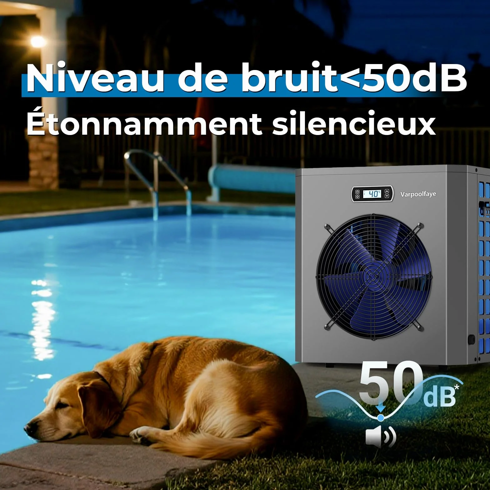 Pompe à chaleur électrique piscine 5 kW 20 m³ contrôle WiFi 220 V 240 V 50 Hz