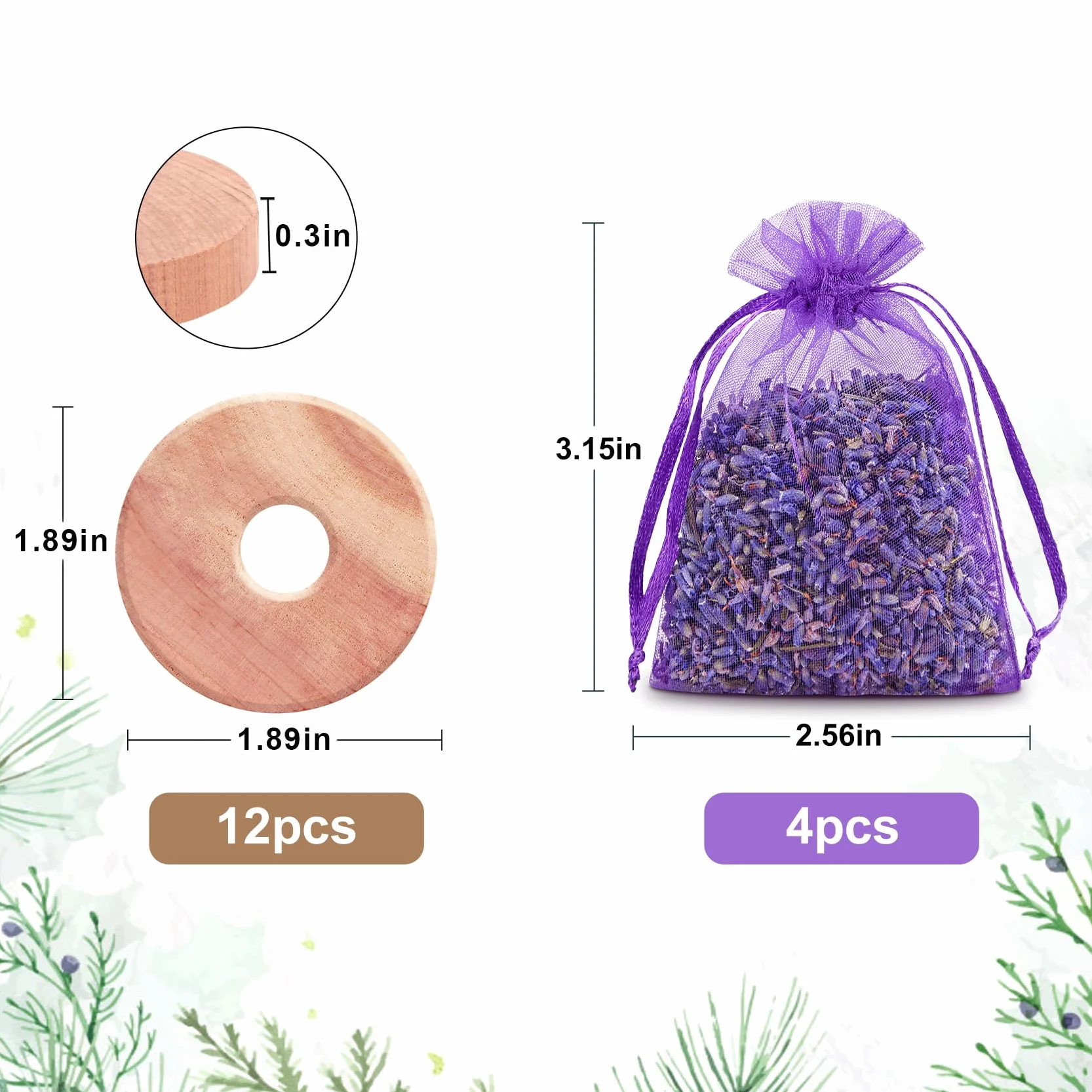 Pièges Anti Mites Textiles 16 Anneaux 4 Sachets Lavande Protection Vêtements Garde-Robe