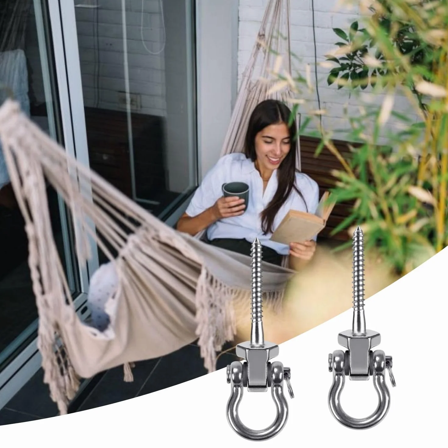 Crochets de balançoire robustes en acier inoxydable pour poutres en bois plafond hamac lot de 2