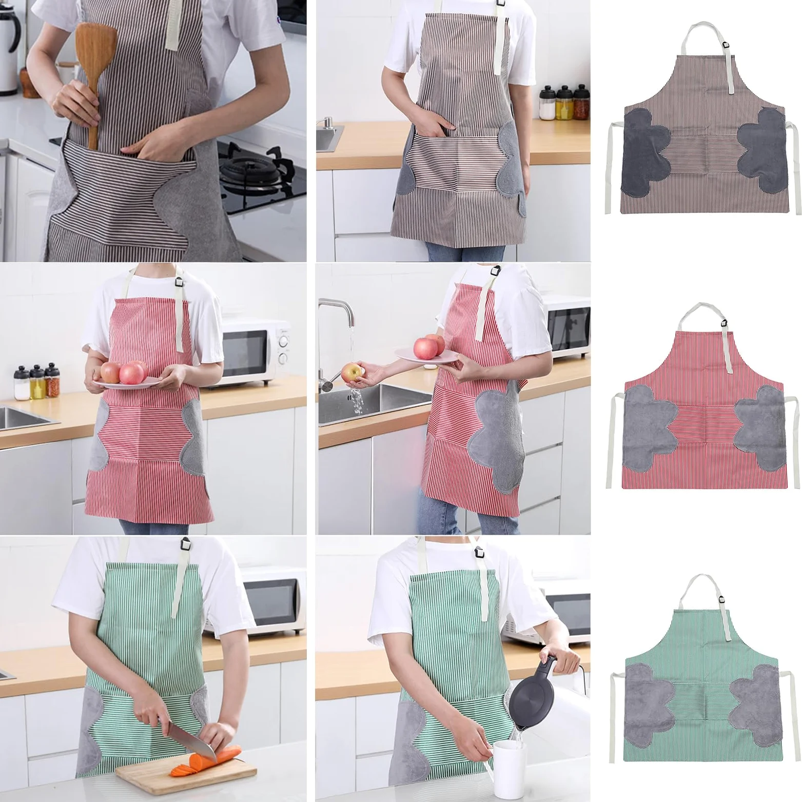 tabliers de jardinage, tablier de travail, Paquet de 3 tabliers avec grande poche for femmes, tabliers de cuisine réglables et imperméables for le jardinage de cuisine