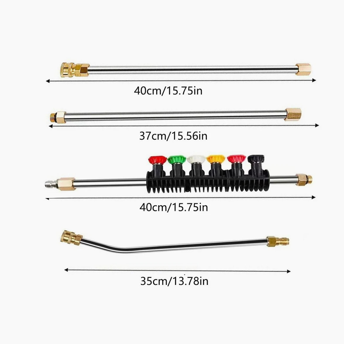 Rallonge pour Nettoyeur Haute Pression, 4000PSI Barres d'extension avec 6 Embouts, Outil de Nettoyage de Gouttière Lance d'extension Raccord Rapide 1/4