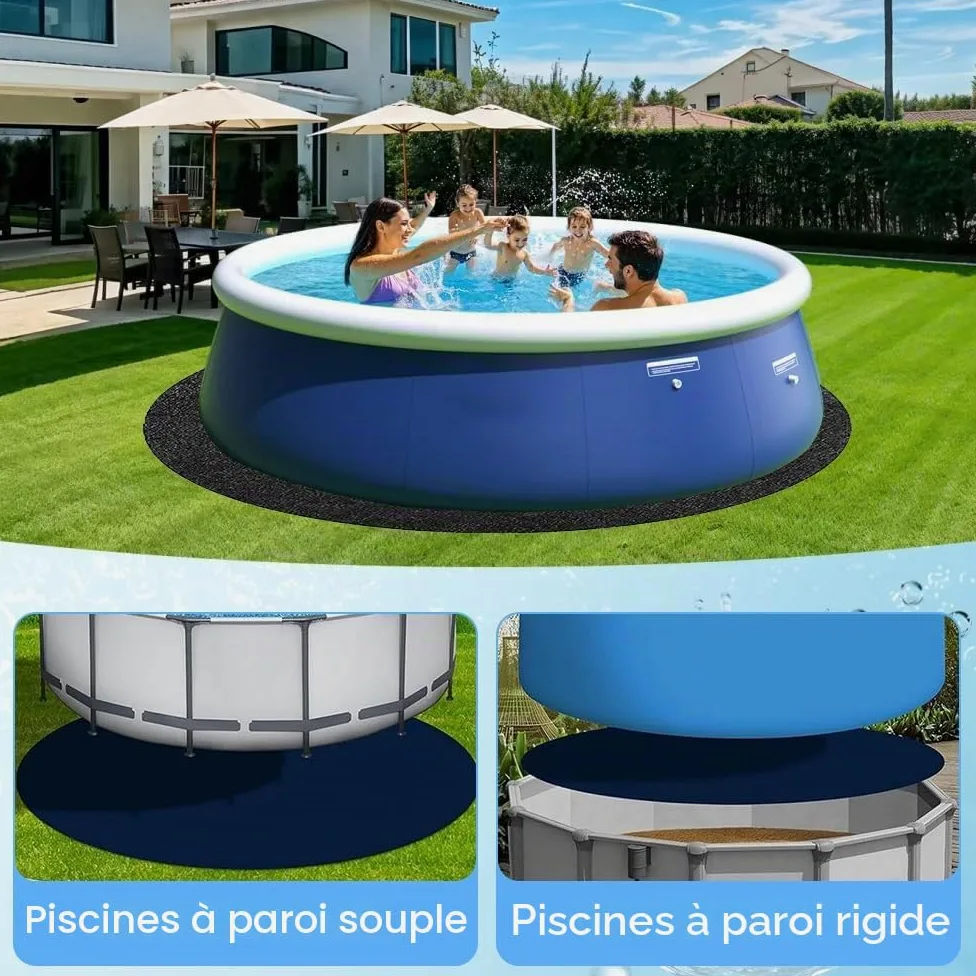 Tapis De Sol De Piscine, 305 cm Tapis de Sol Piscine Ronde, Rond Tapis Piscine Hors Sol, Pliable Tapis de Sol pour Piscine Ronde,Tapis Piscine AntidéRapant et Ultra Absorbante, für Frame Pools