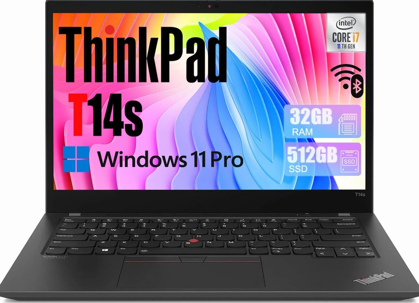 Lenovo ThinkPad T14s Gen 2 Ordinateur Portable Professionnel 14 Pouces FHD Intel Core i7-1185G7 32 Go RAM 512 Go SSD Windows 11 Pro Reconditionné
