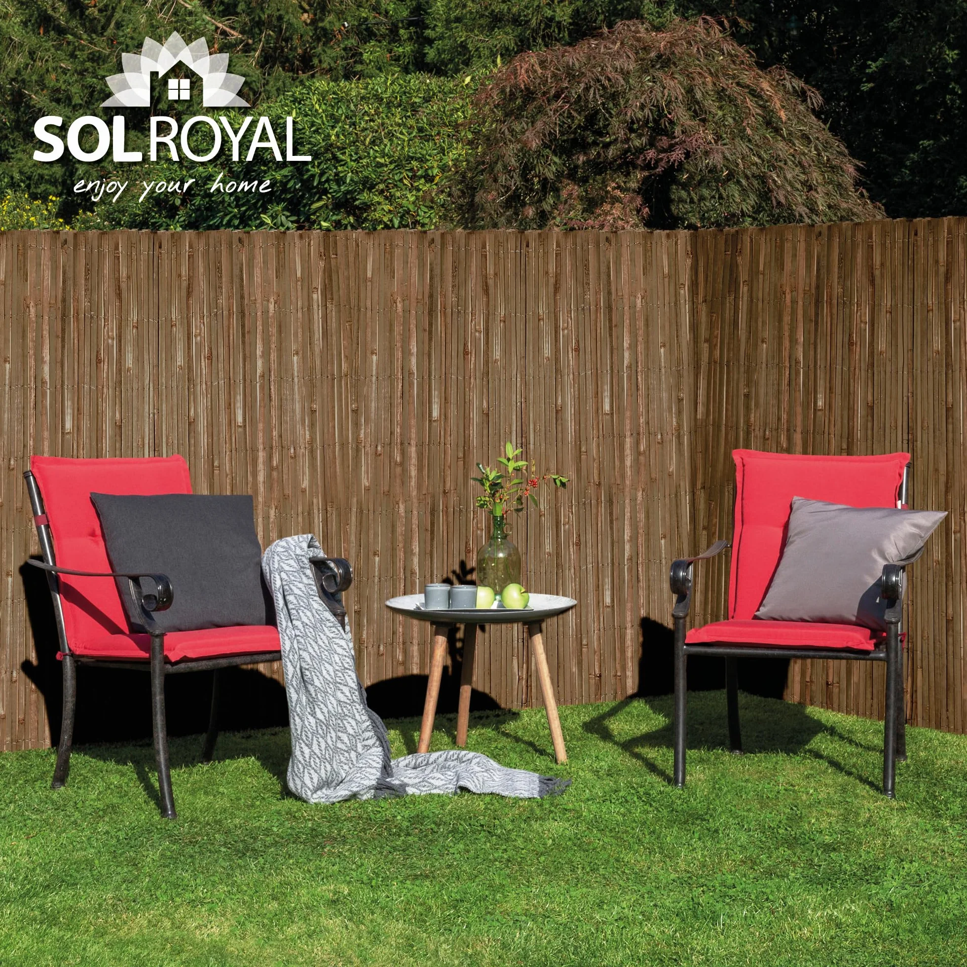 Canisse Bambou Balcon Brise Vue 120x600 cm Marron Foncé Sole Royal – Palissade Jardin Exterieur