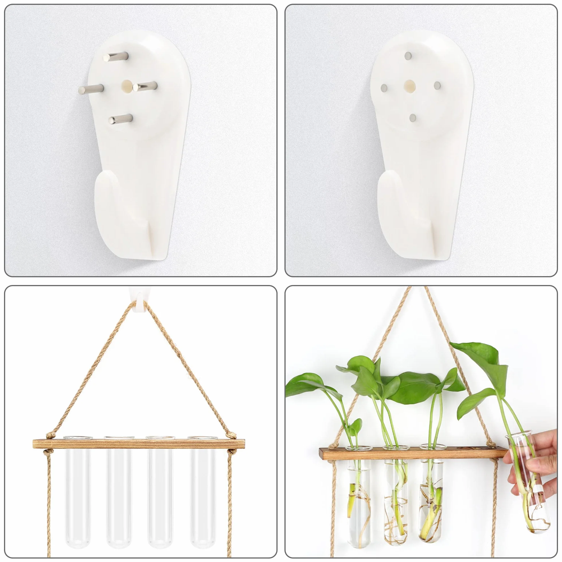 Hyindoor Station de Propagation avec Support en Bois Vase Mural 8 Tubes à Essai en Verre pour Plantes Hydroponiques