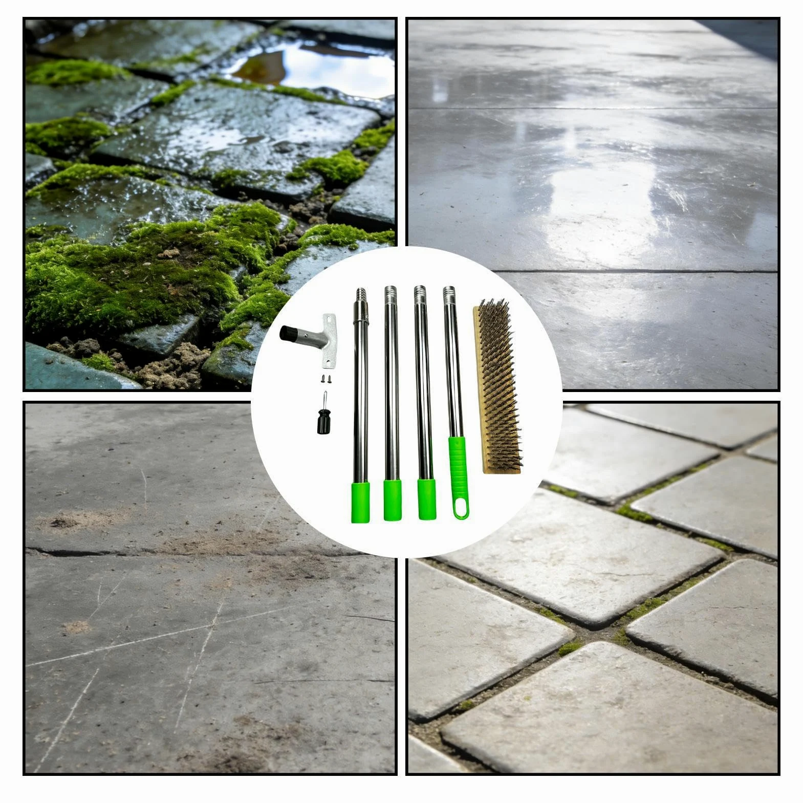 Brosse métallique de nettoyage Grattoir à poils durs pour sol | Balai de sol extérieur pour béton, carrelage, terrasse, joint, patio, jardin, garage, maison pour extérieur, béton,