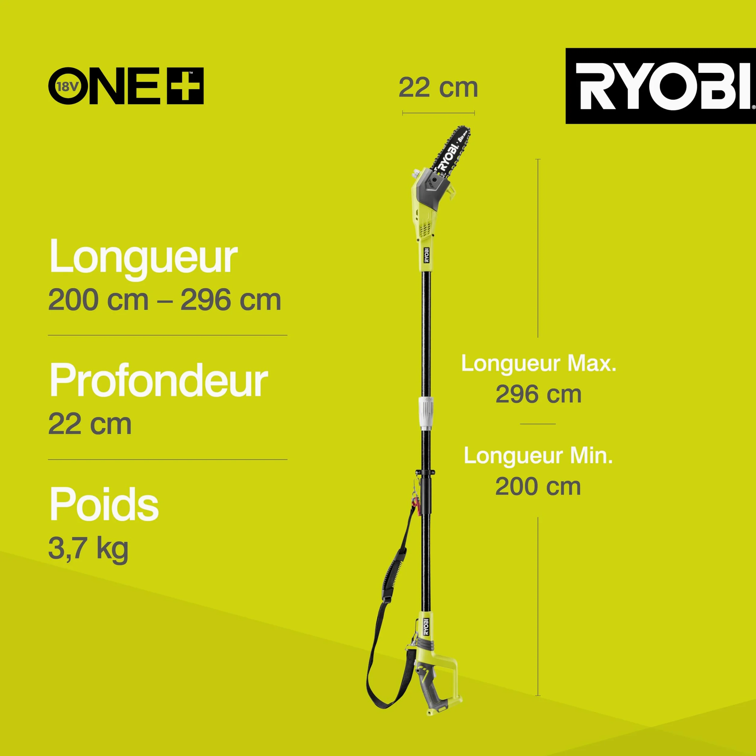 RYOBI - Elagueur sur perche 18 Volts ONE+™ (sans batterie) - OPP1820
