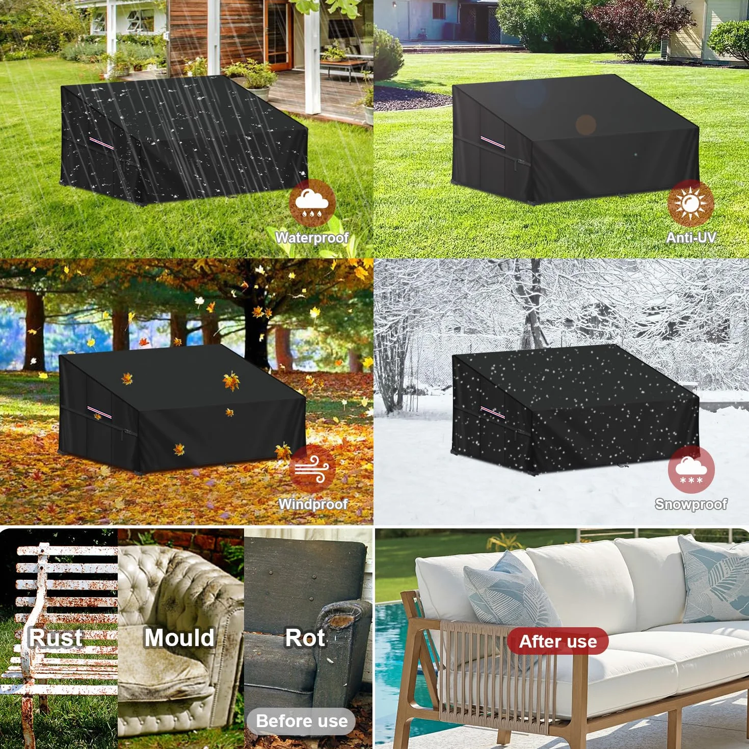 LAMUNI Housse Canapé Palette Imperméable 138x99x80/40cm