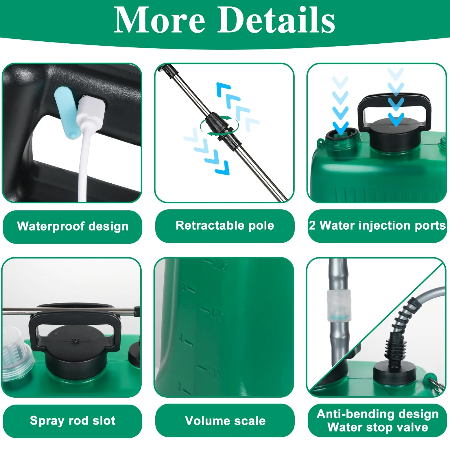 Pulvérisateur électrique 8 litres Pulvérisateur de jardin sans fil avec buses réglables USB rechargeable pour jardin