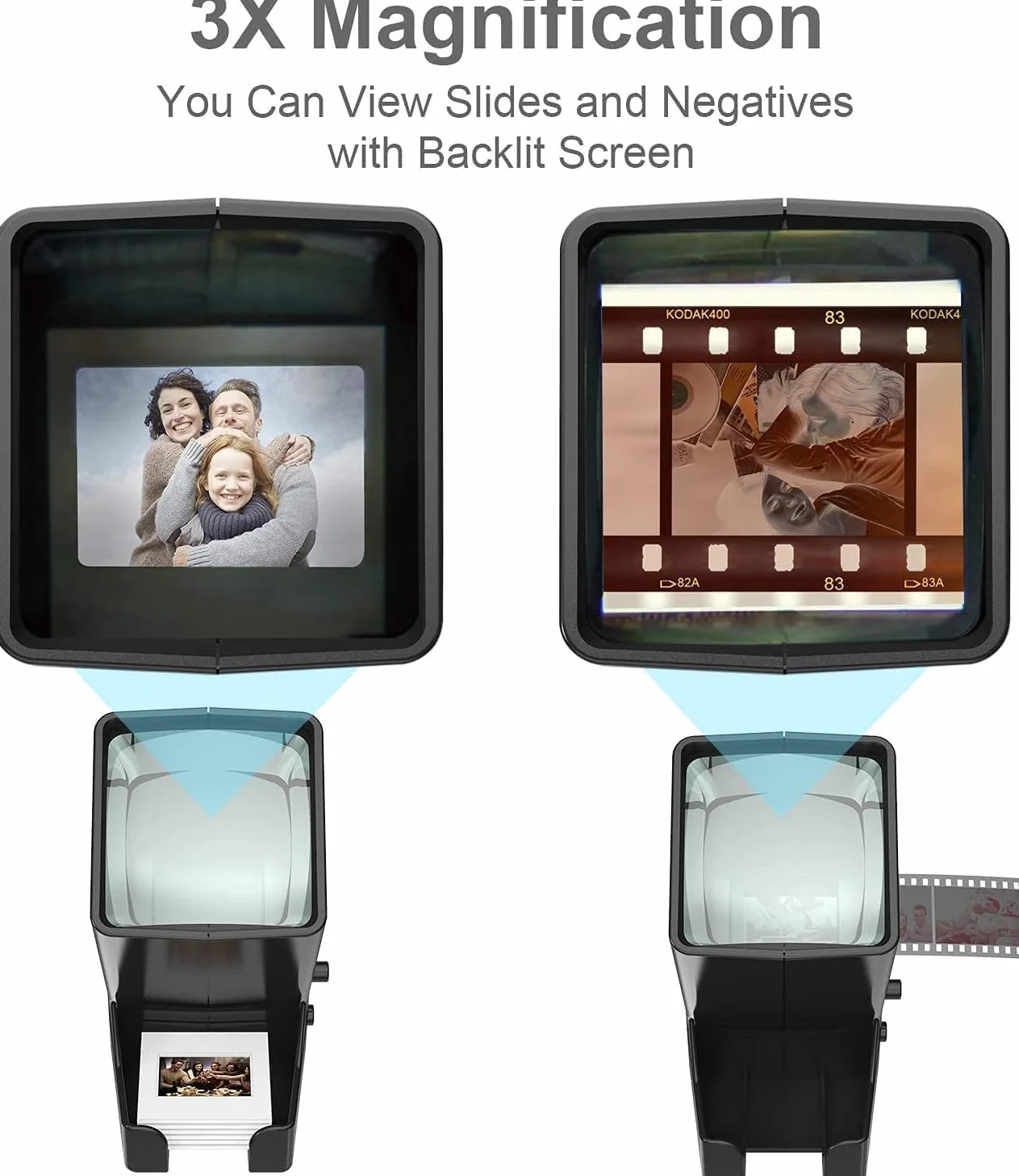Visionneuse de Diapositives 35 mm x3 USB Piles 4 AA