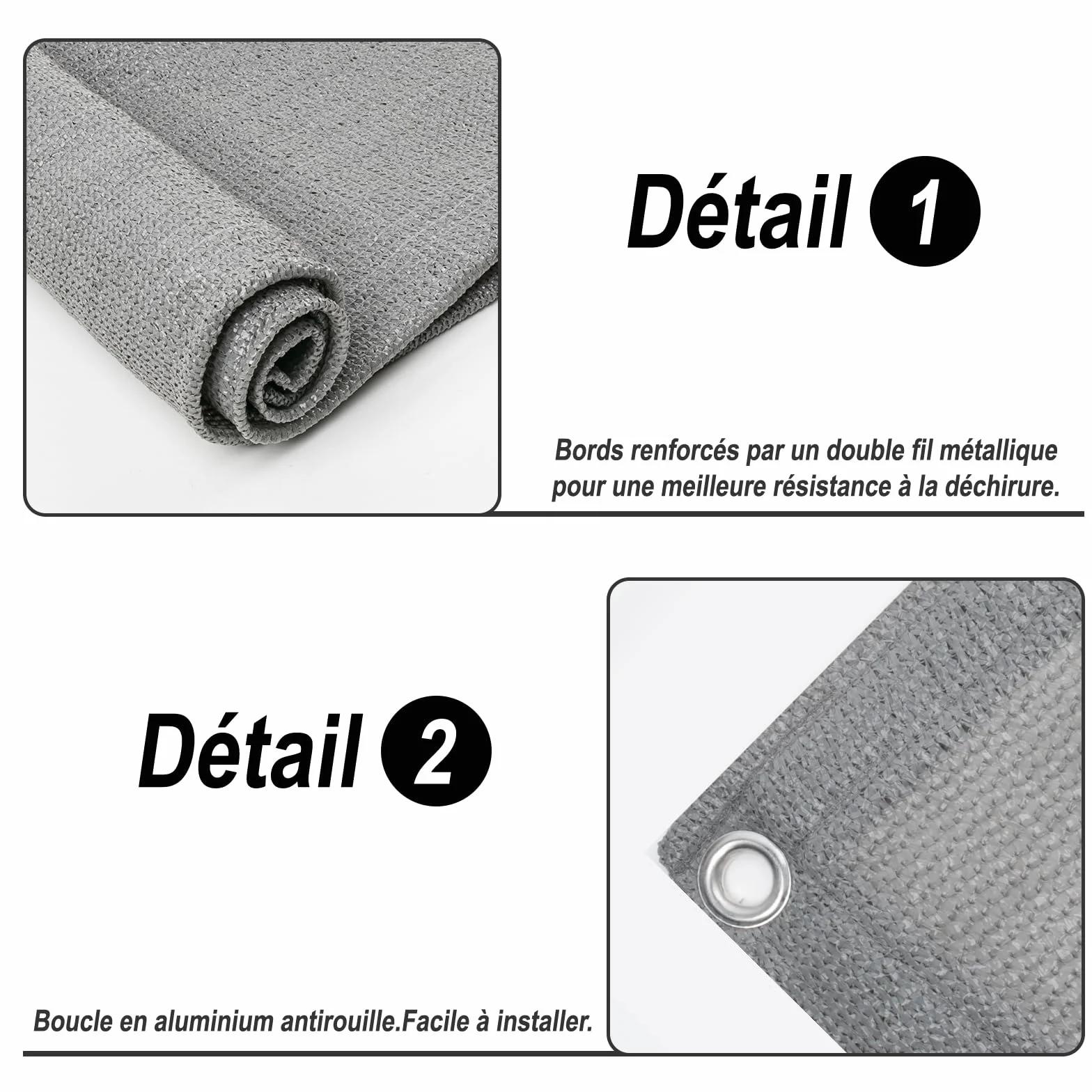 SUNNY GUARD Brise Vue Balcon 100x600cm HDPE Protection Solaire Respirabilité Gris