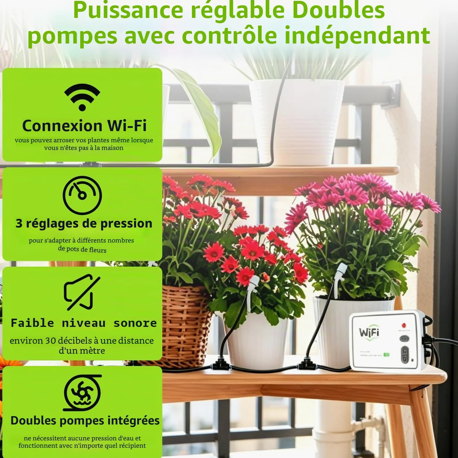 Système D'arrosage Automatique Wifi Pour Plantes D'intérieur Système D'arrosage Goutte à Goutte Intelligent à Double Pompe Contrôlable via App Ensemble D'arrosage Goutte à Goutte Réglable