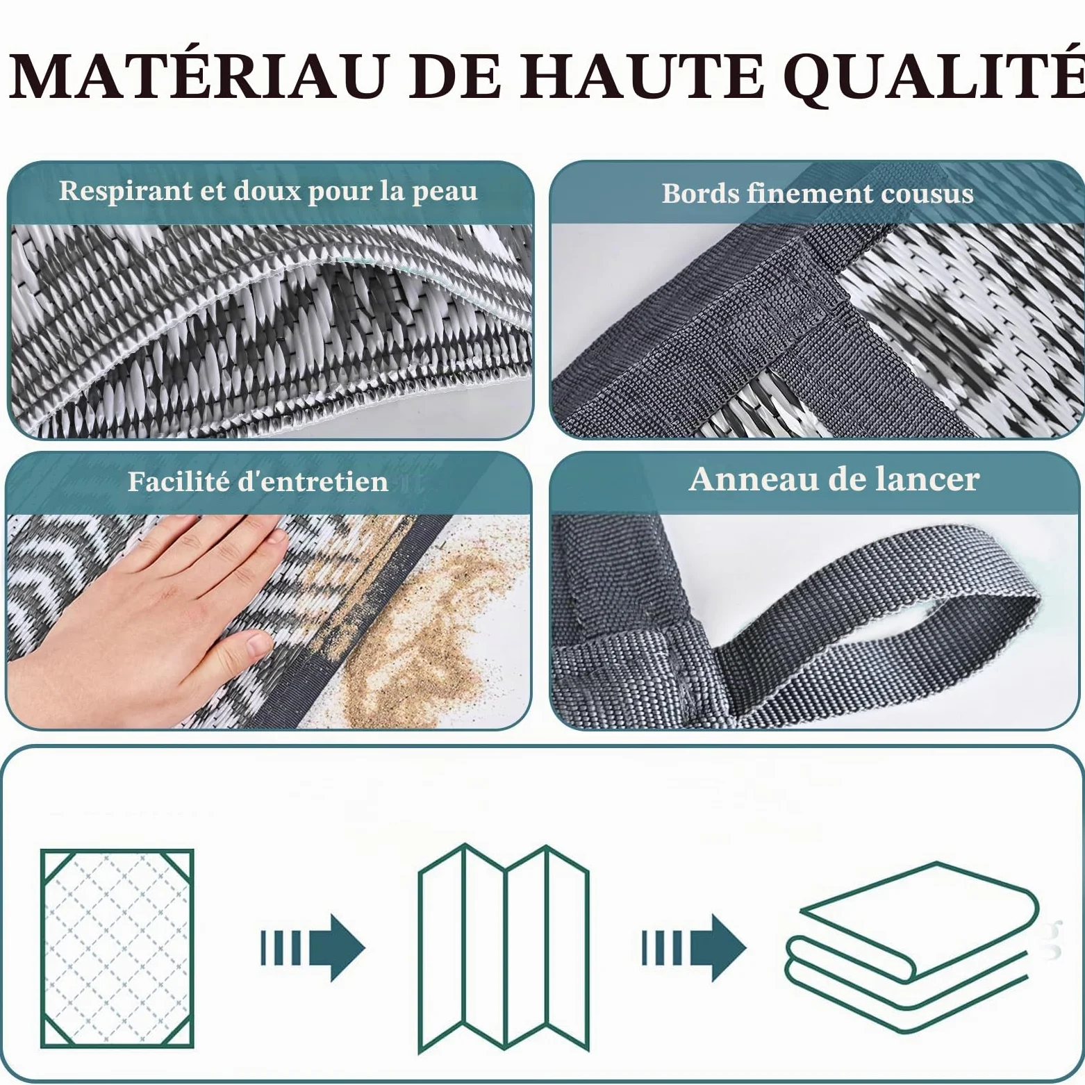 Alishomtll Tapis d'extérieur résistant aux intempéries, 180 x 275 cm, en plastique imperméable, pour terrasse, jardin, balcon, réversible, résistant aux UV, tapis extérieur, camping, pour barbecue