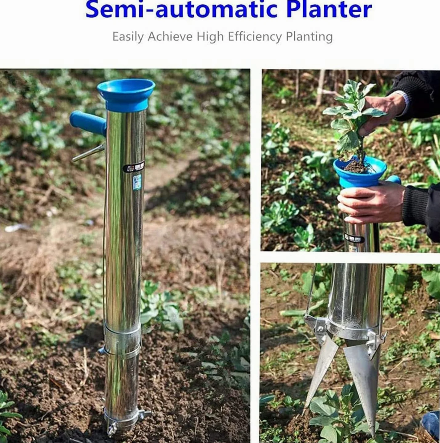 Semoir Manuel, semoir Domestique, semoir d'engrais Portable, Fonctionnement humanisé réglable en Profondeur, Accessoires de Jardin, pour Diffusion d'arachides, maïs, soja