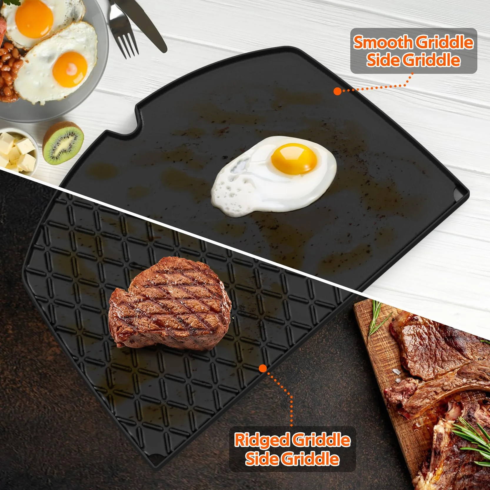 Onlyfire Plaque de Cuisson Réversible Fonte pour Weber Q300 Q320 Q3000 Q3100 Q3200 Remplacement 6506