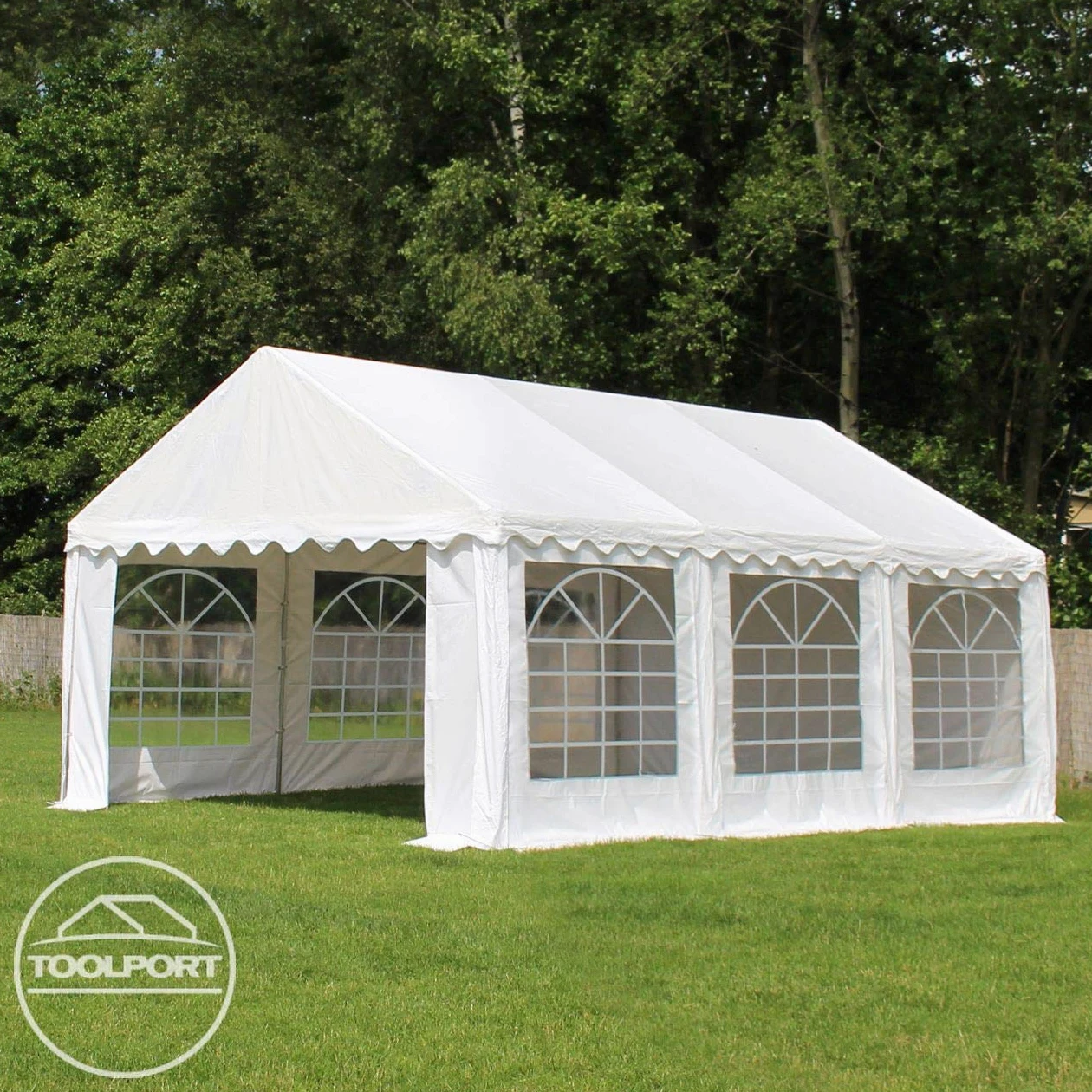 TOOLPORT Tente de réception/Barnum 4x6 m - Bâche difficilement Inflammable Blanc PVC 700 N Economy