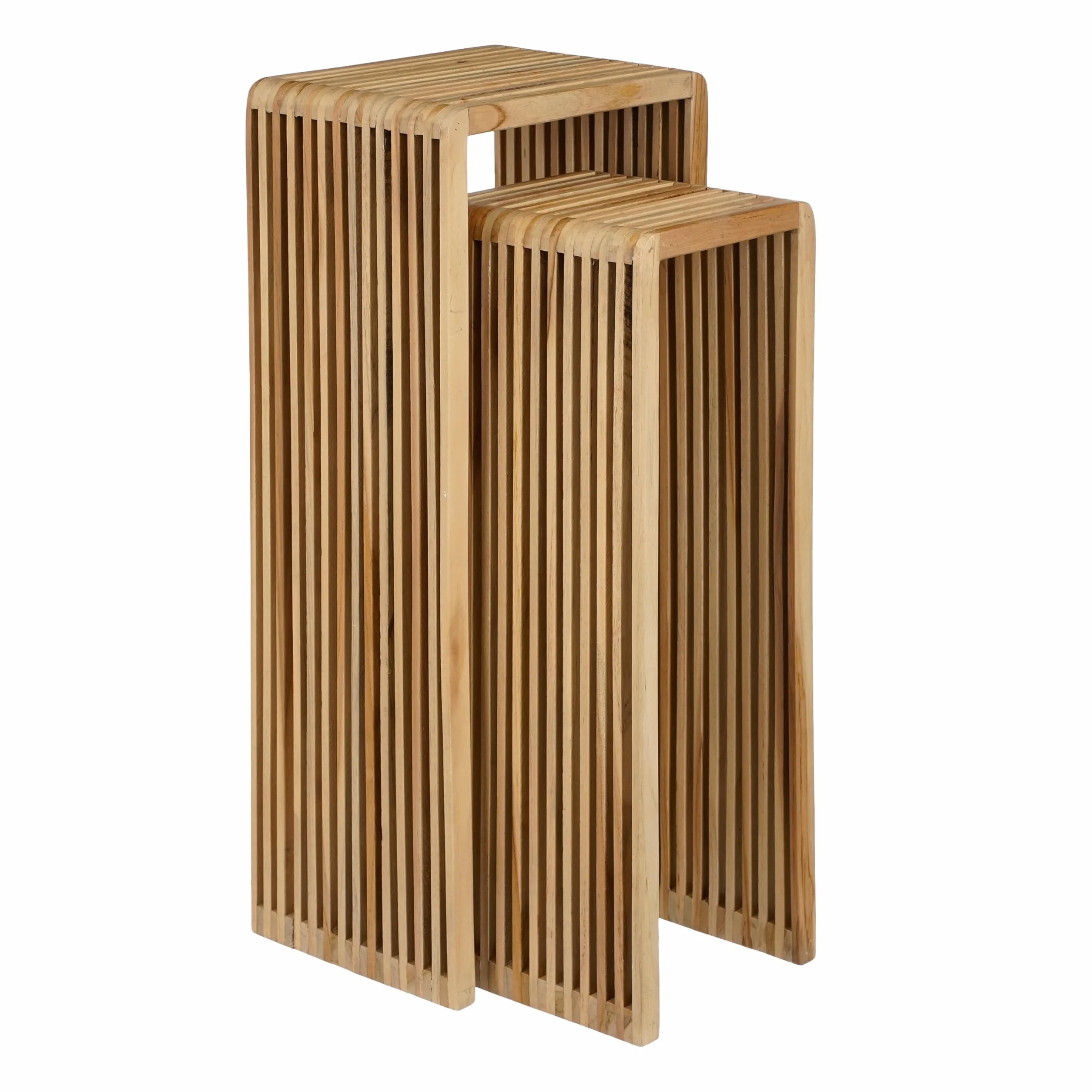 MICA Decorations Yonker Table des Plantes Lot de 2 L35 x l25 x H80 cm Bois recyclé Marron