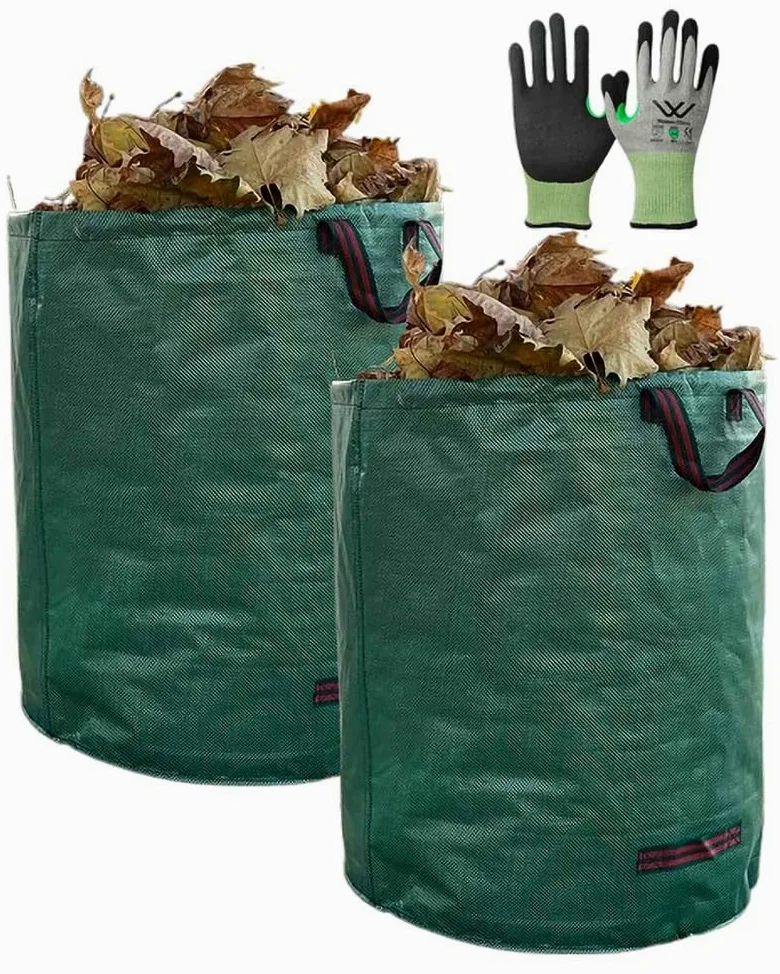 Sacs à Déchets Verger 500L 2 Pièces avec Gants Anti-Épines pour Débris Taille Arbres Fruitiers,2bags 1glove