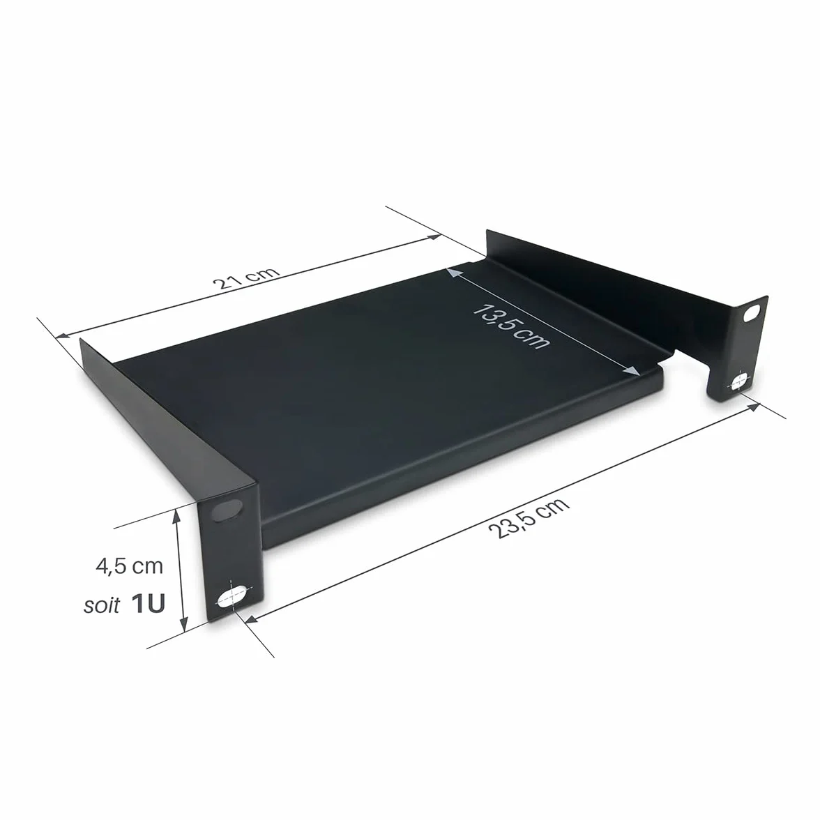 WAYTEX Etagère Rack 10 Pouces Plateau Tablette Baie de Brassage Métal Noir