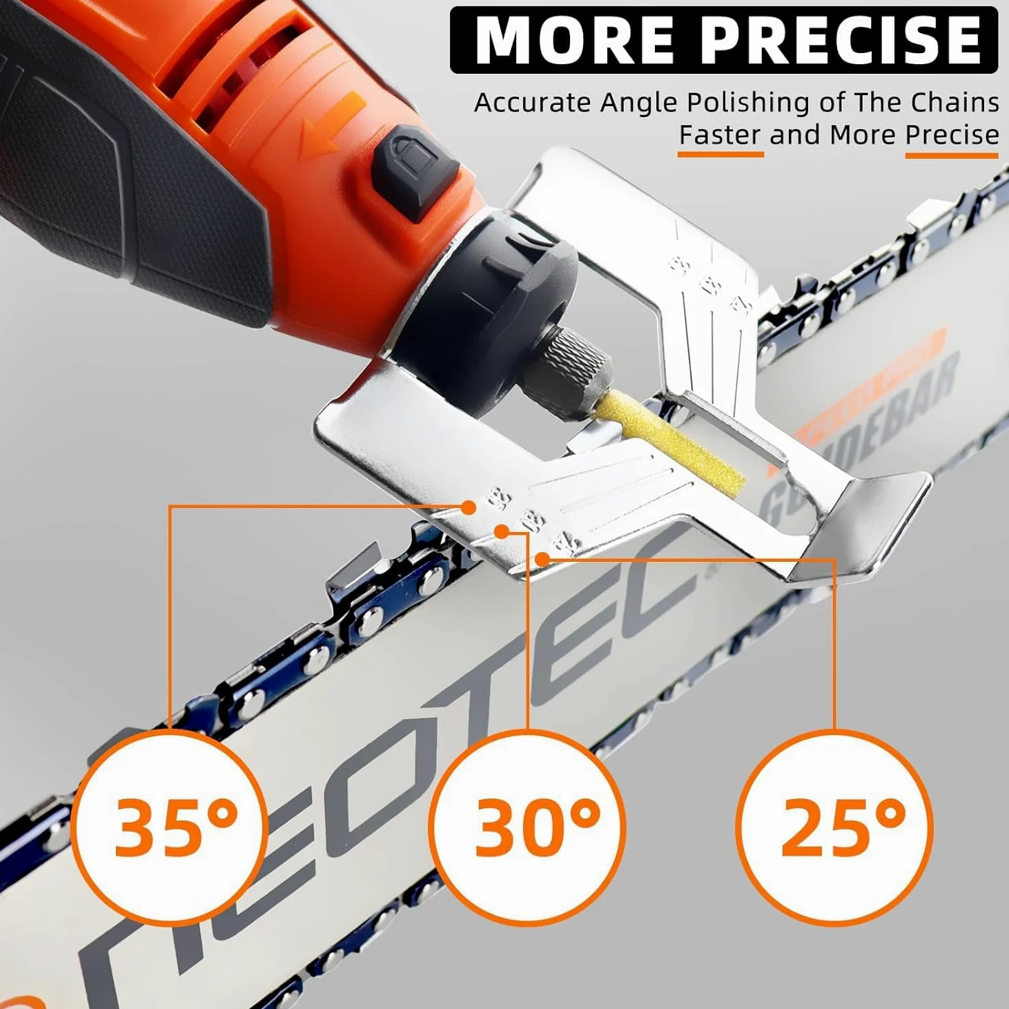 NEOTEC Kit d'affûtage électrique de tronçonneuse Multifonction avec 6 Embouts diamantés revêtus de Titane, Gain de Temps, Facile à Utiliser, pour Tous