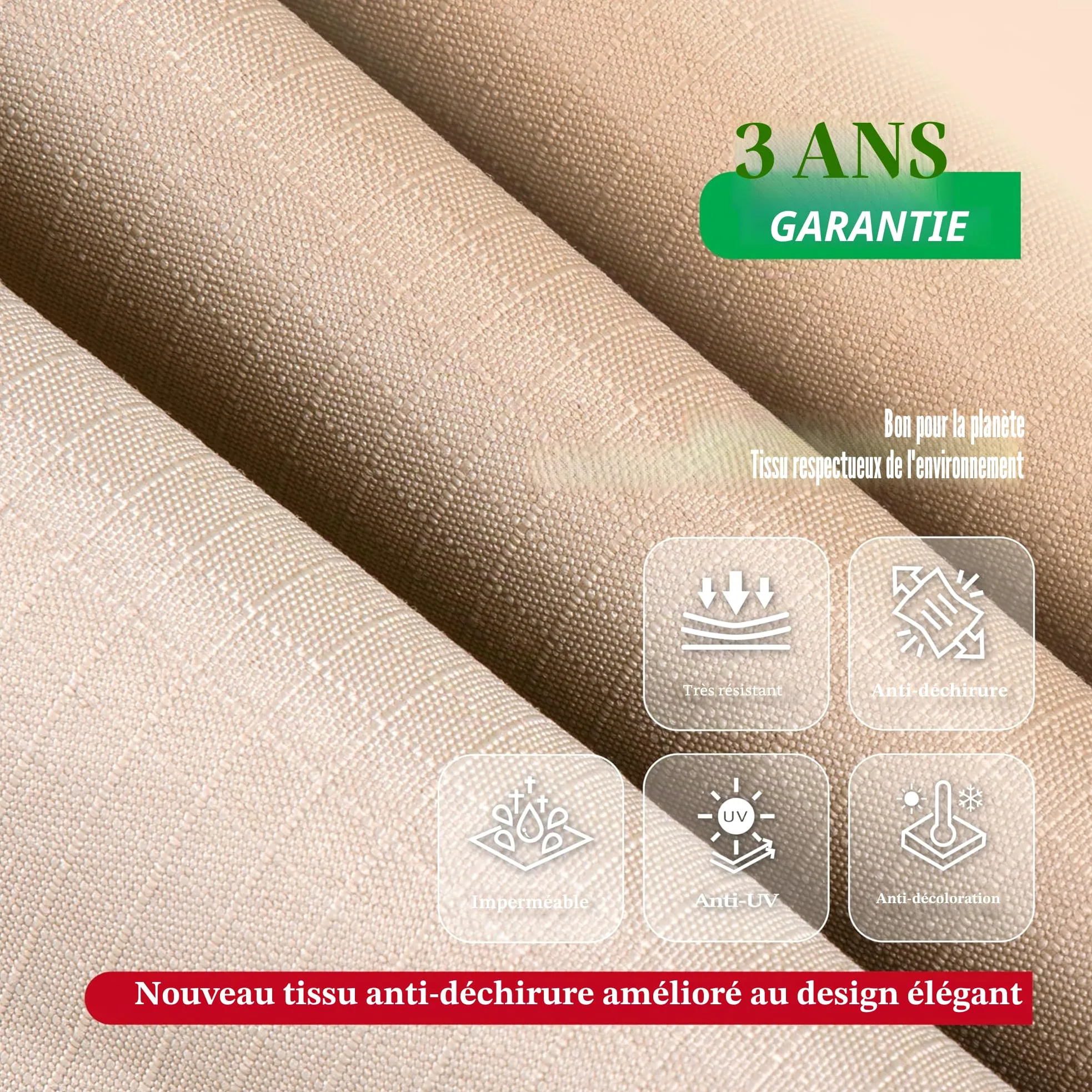 F&J Outdoors Housse pour chaises de jardin Imperméable 201x76x35.5/76cm | Lot de 2 beige; bâche durable pour plage, piscine et terrasse, contre soleil, pluie, poussière et saleté saisonnière