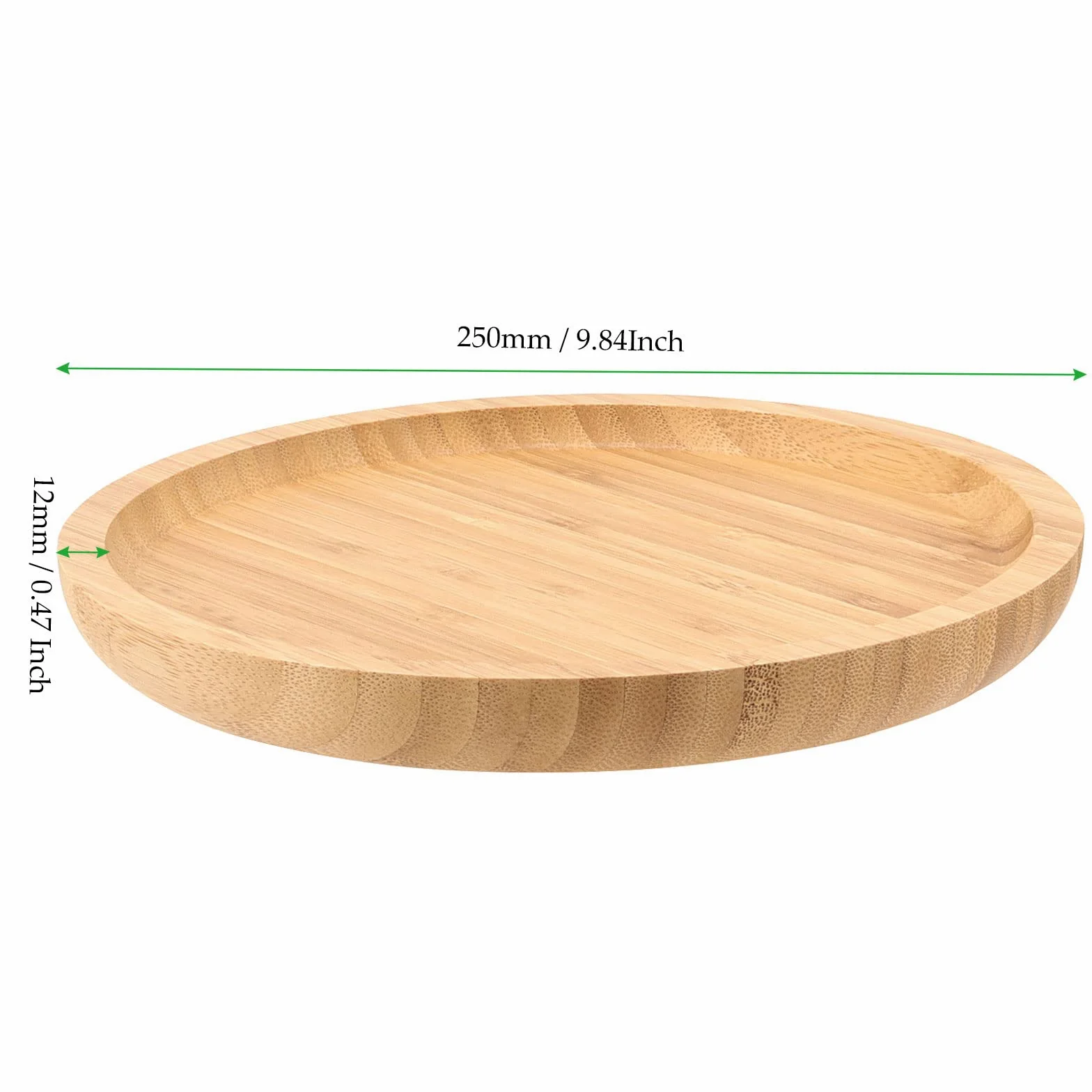 Lot de 4 soucoupes rondes en bambou de 25,4 cm, plateau de service en bambou, plateaux de fleurs en bois, dessous de verre pour pots de fleurs et plantes d'intérieur et d'extérieur