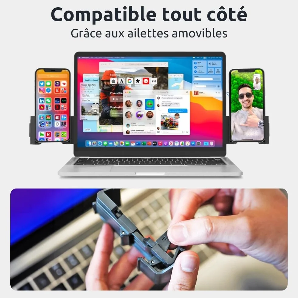 Support Téléphone PC Ajustable Universel pour iPhone Samsung Huawei Google Pixel Noir