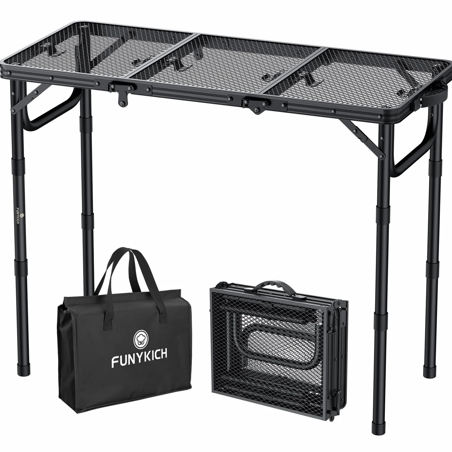 FUNYKICH Table Pliante d'Extérieur 87x40cm Aluminium Léger Capacité 30kg Noir